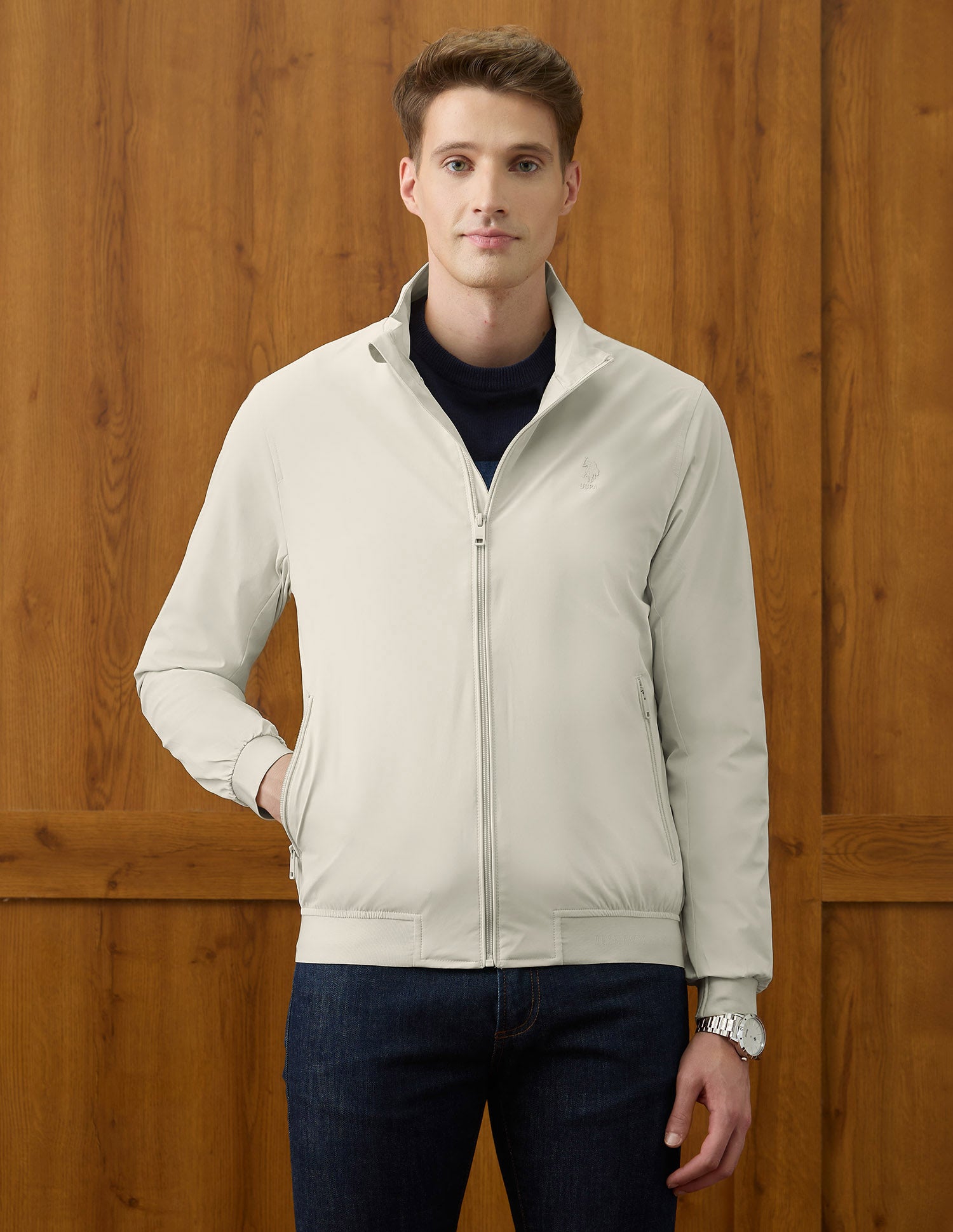 Equestrian Aisle Theater Regular Fit Jacket Ivory - U.S. POLO ASSN. | Large