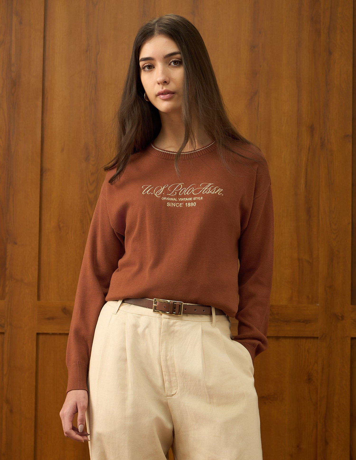 Regular Fit Brand Printed Sweater Orange - U.S. POLO ASSN. | Large