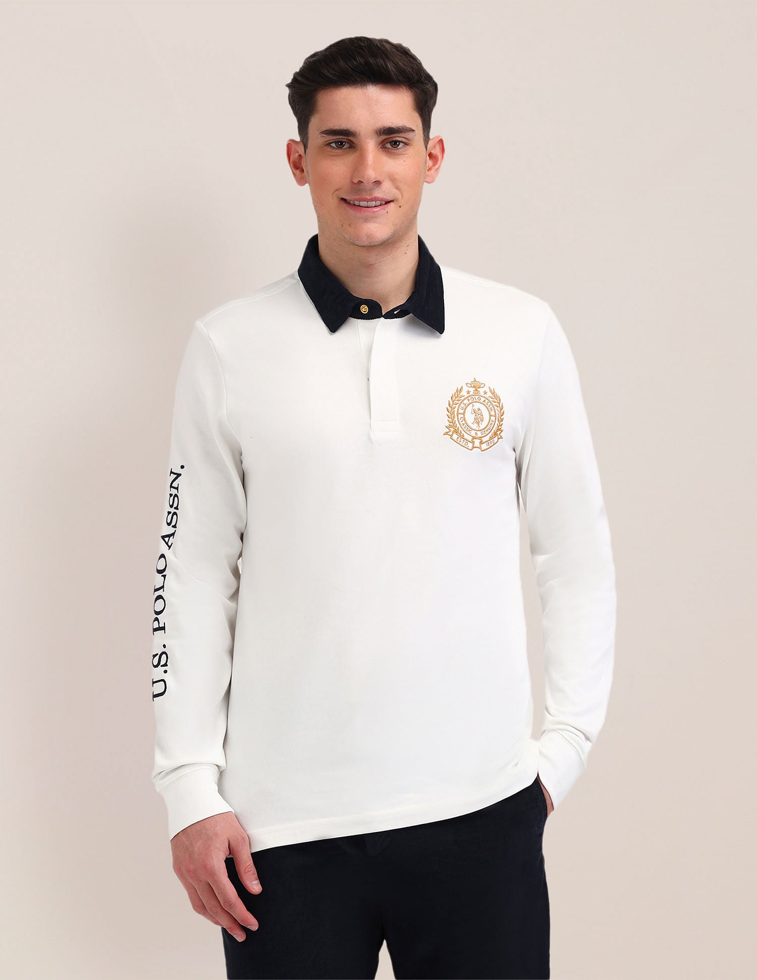 Slim Fit Brand Embroidered Polo Shirt Off White - U.S. POLO ASSN. | Large
