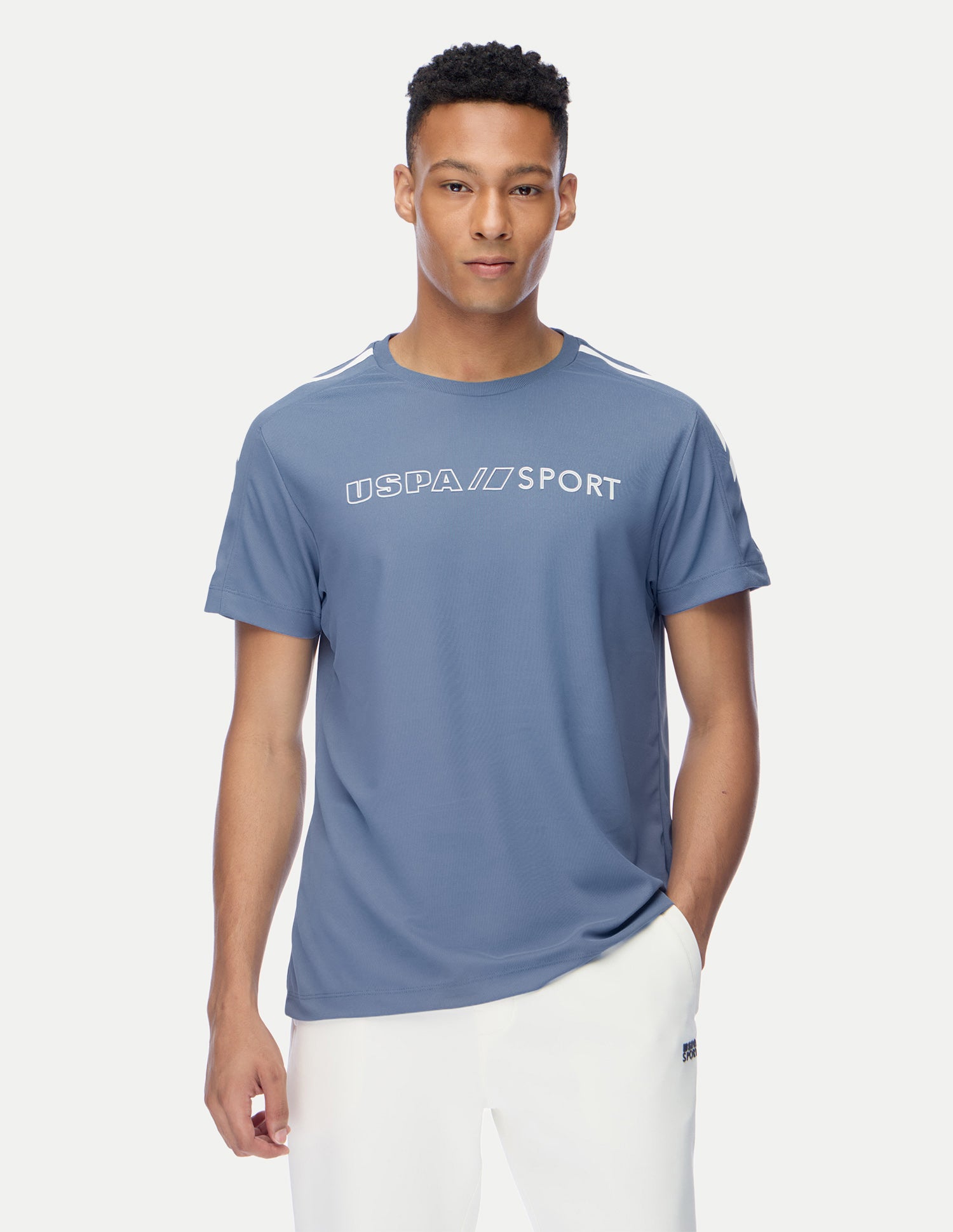 Brand Embossed Regular Fit Active T-Shirt Blue - U.S. Polo Assn. India | Large
