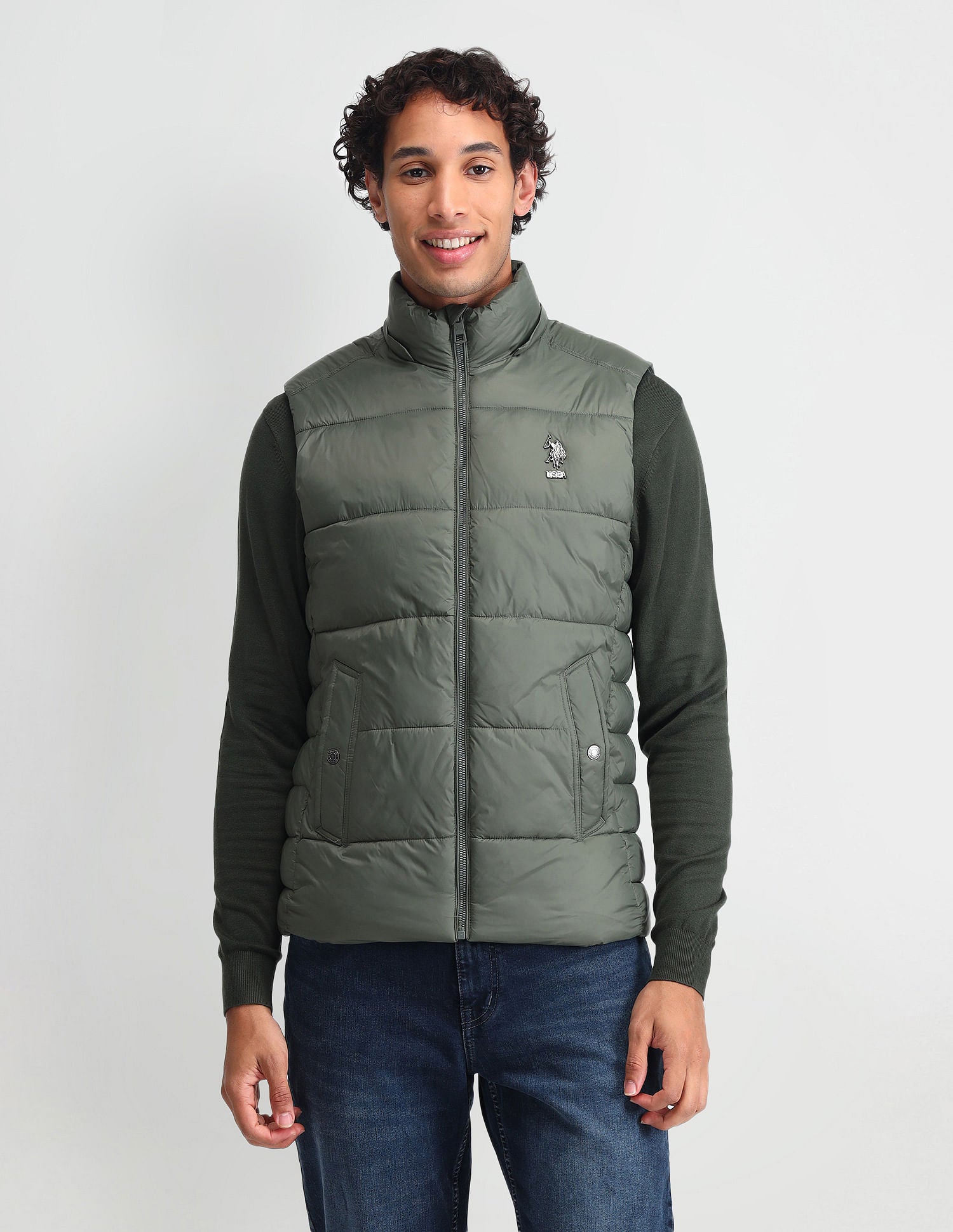Detachable Hood Padded Jacket Metalic Olive - U.S. POLO ASSN. | Large