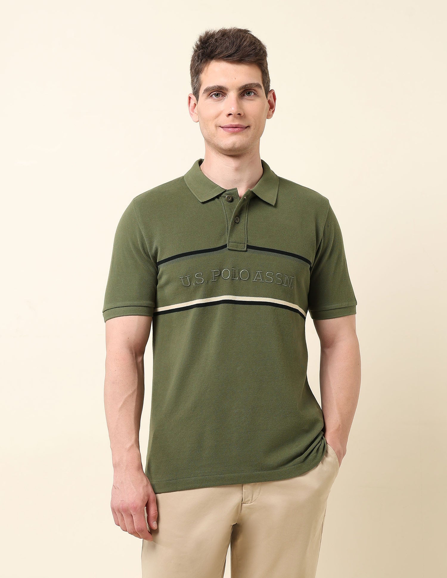 Brand Embroidered Classic Polo Shirt Olive - U.S. POLO ASSN. | Large