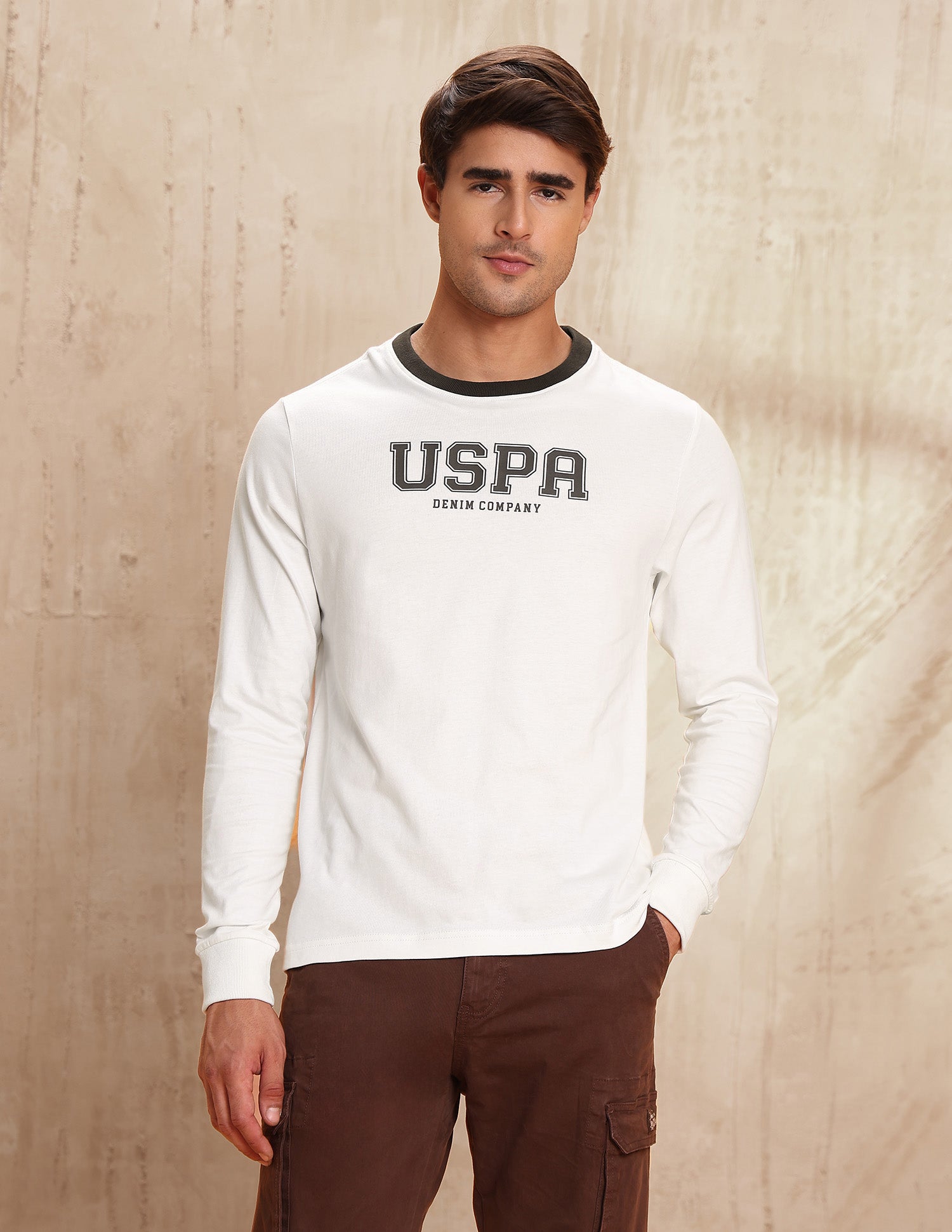Brand Embossed Pure Cotton T-Shirt Off White - U.S. POLO ASSN. | Large