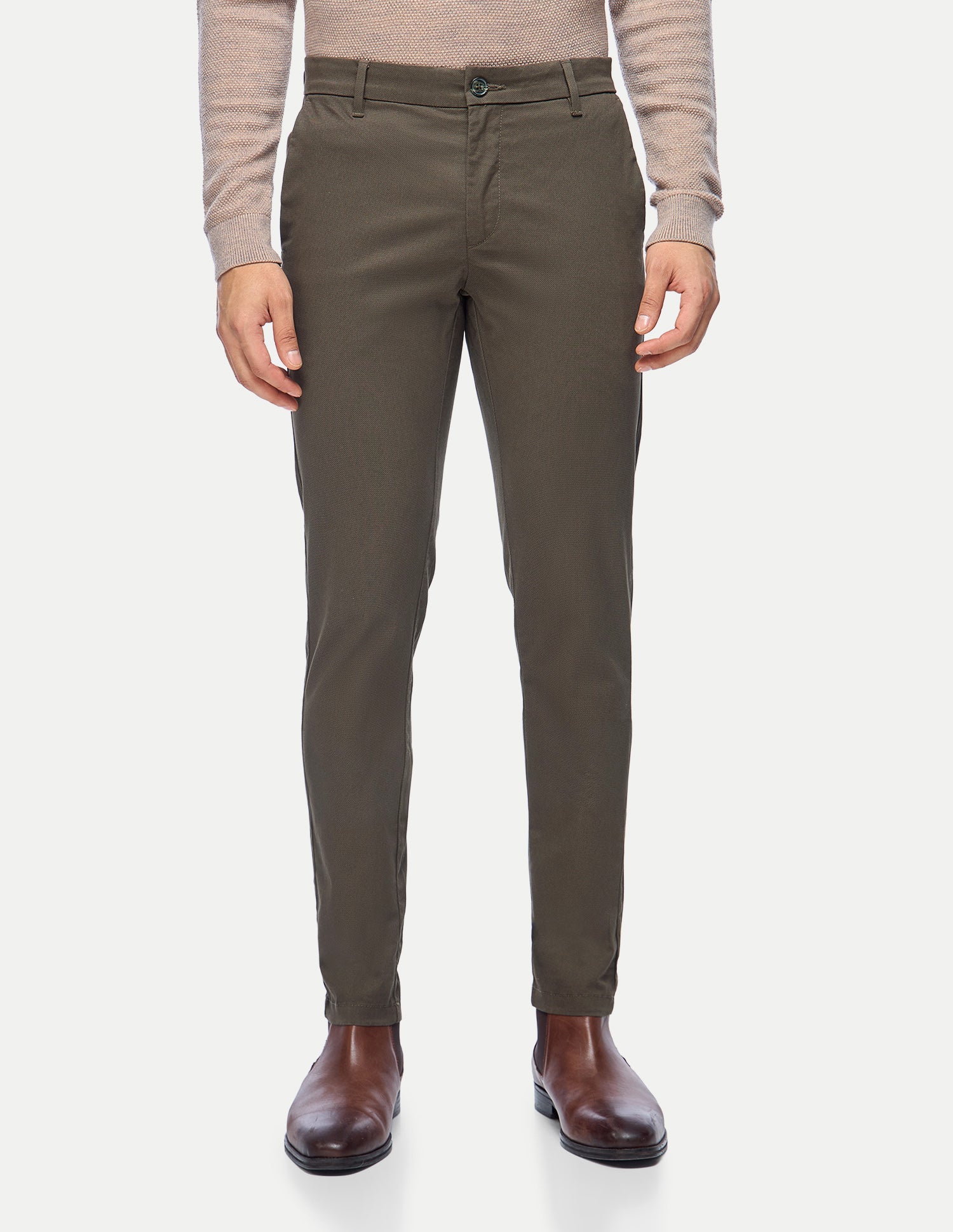 Austin Slim Fit Twill Trousers Brown - U.S. Polo Assn. India | Large