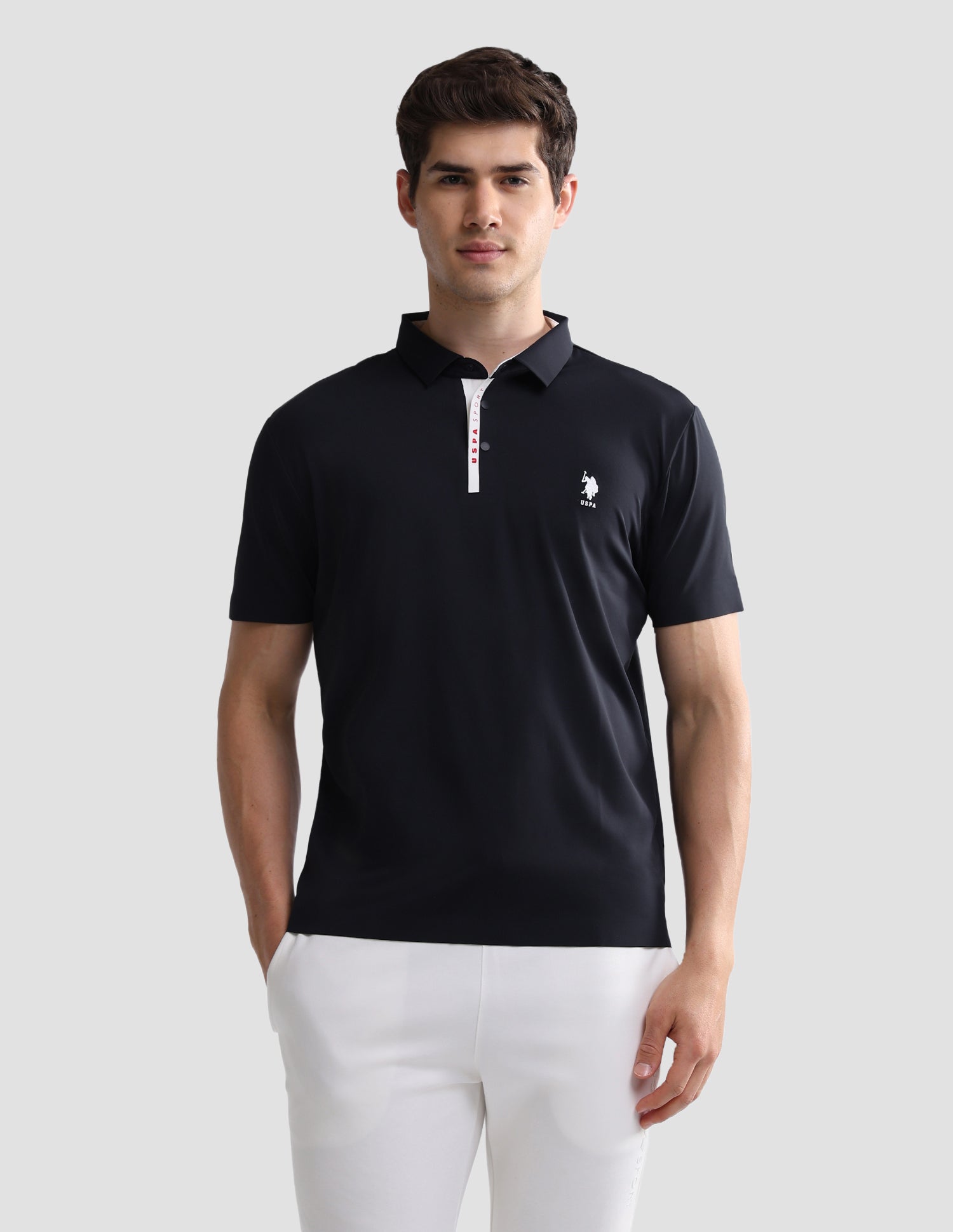 Solid Slim Fit Active Polo Shirt Navy - U.S. Polo Assn. India | Large