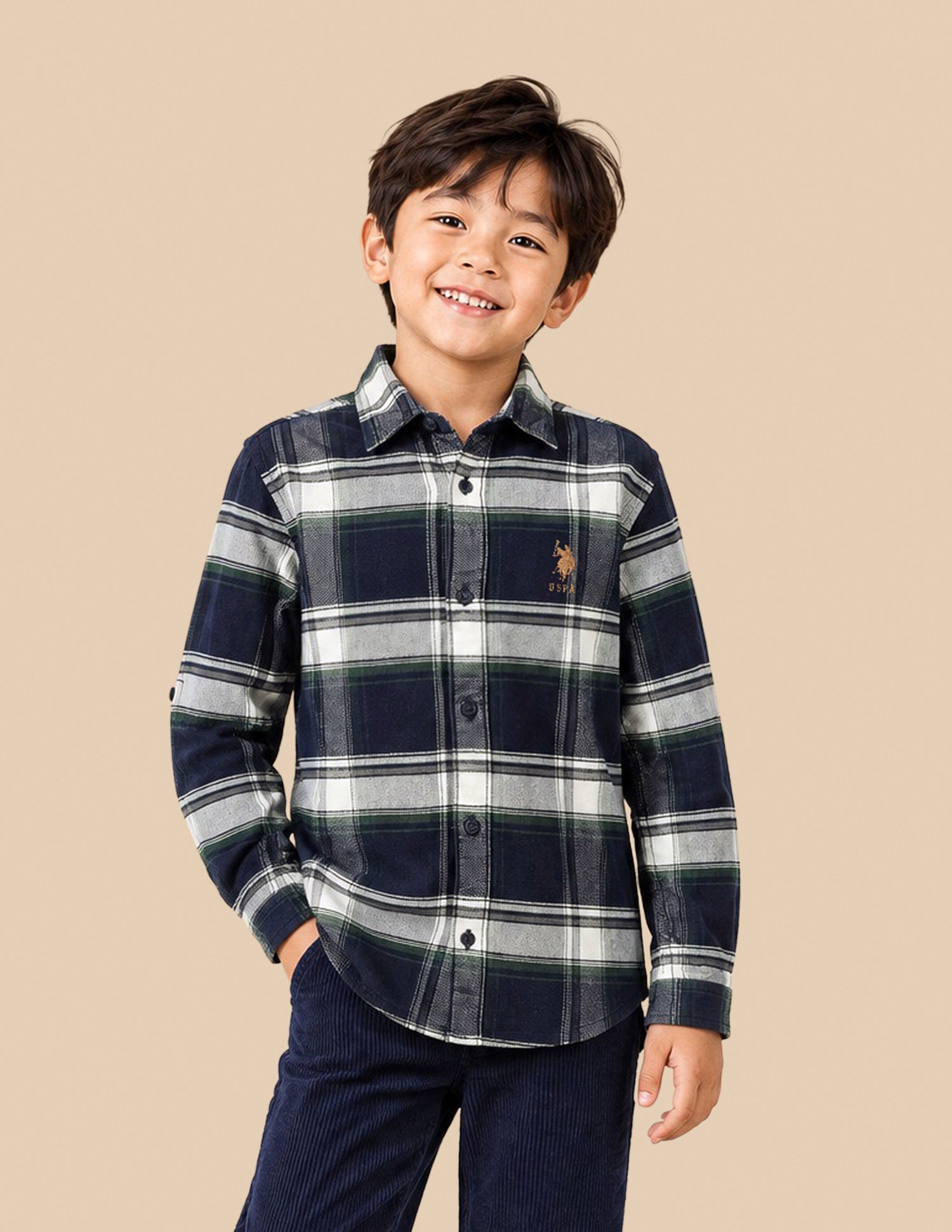 Plaid Checked Corduroy Shirt Navy - U.S. Polo Assn. India | Large
