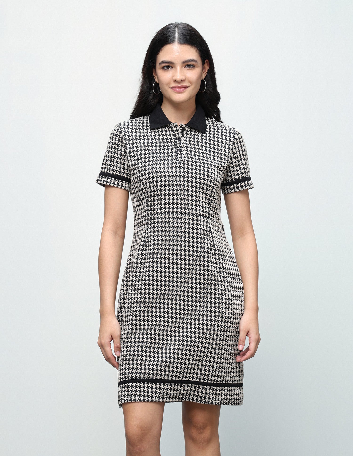 Houndstooth Bodycon Polo Shirt Dress Multicolour - U.S. Polo Assn. India | Large
