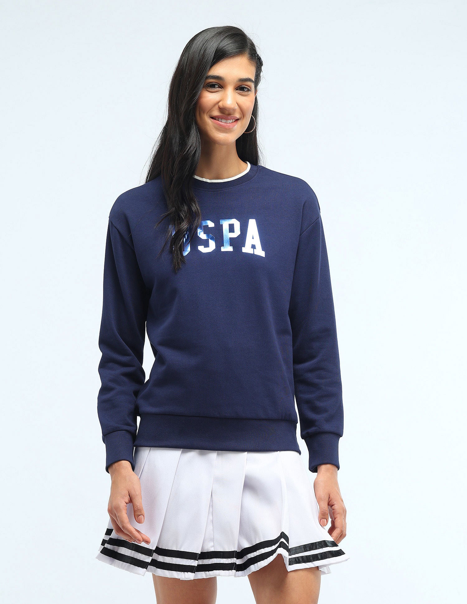 Brand Printed Regular Fit Sweatshirt Navy - U.S. POLO ASSN. | Large