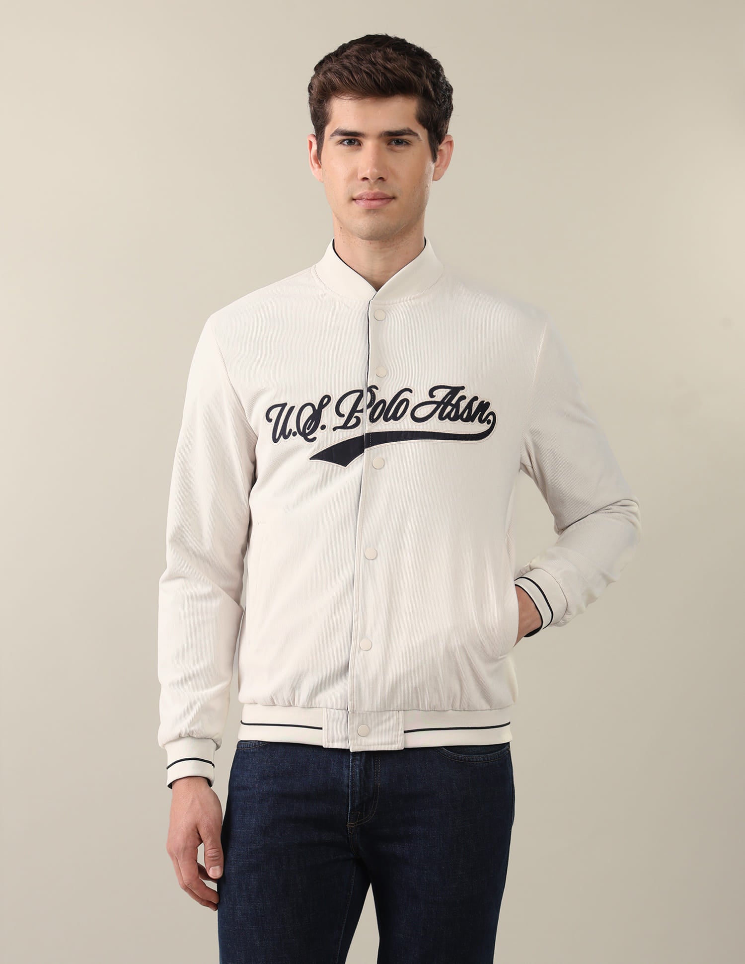 Brand Applique Reversible Jacket White - U.S. Polo Assn. India | Large