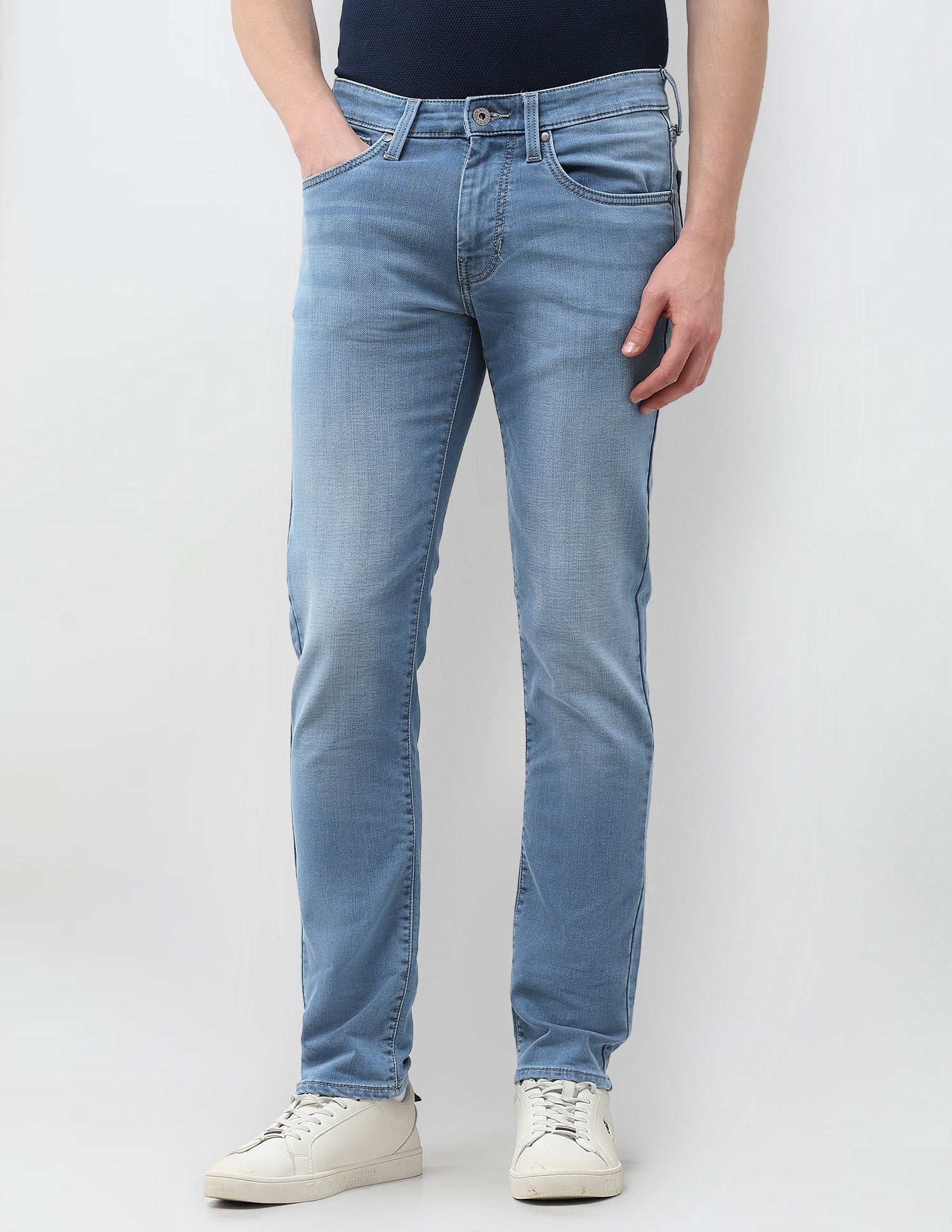 Brandon Slim Tapered Fit Blue Jeans Mid Blue - U.S. Polo Assn. India | Large