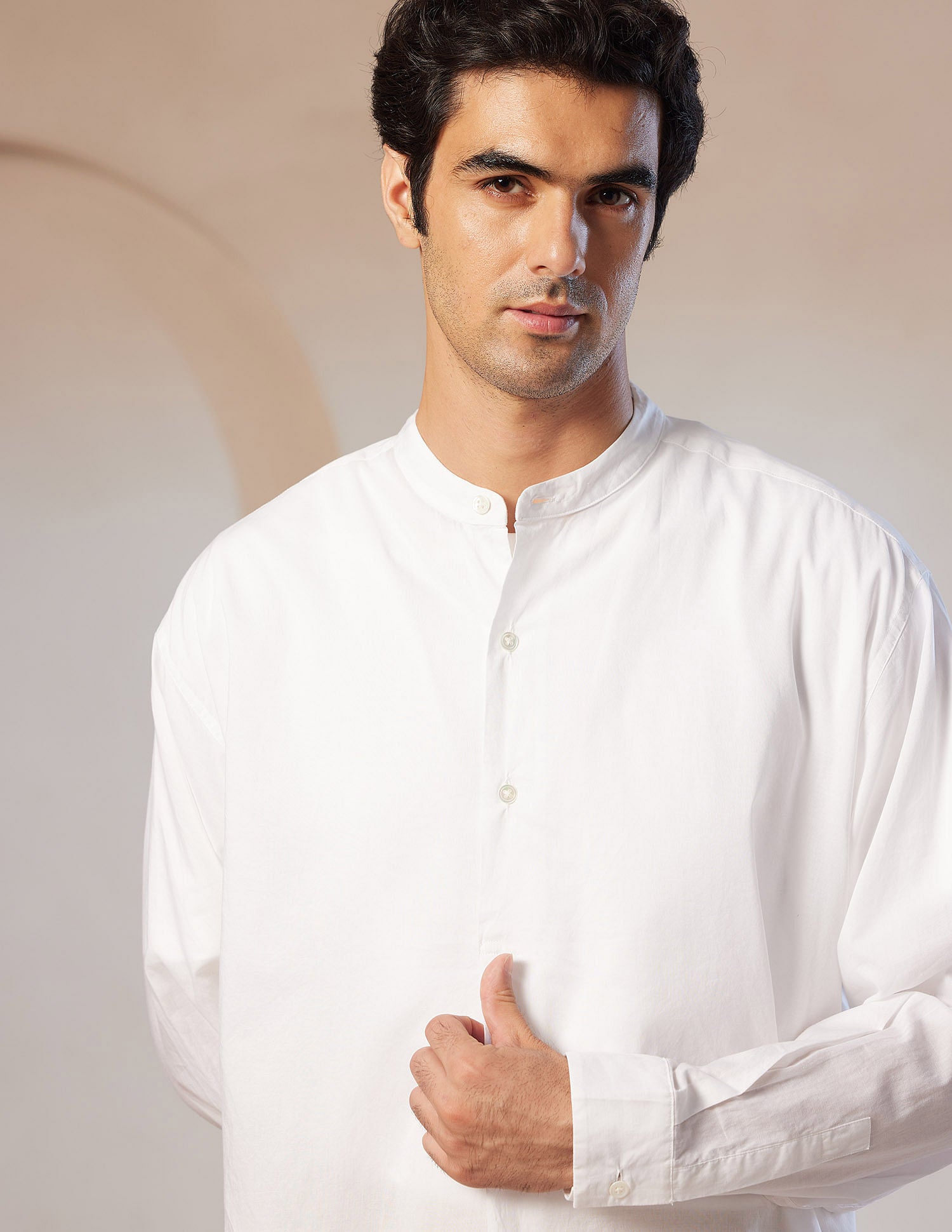 Pacho X Tailored Fit Mandarin Collar Shirt White - U.S. POLO ASSN. | Large