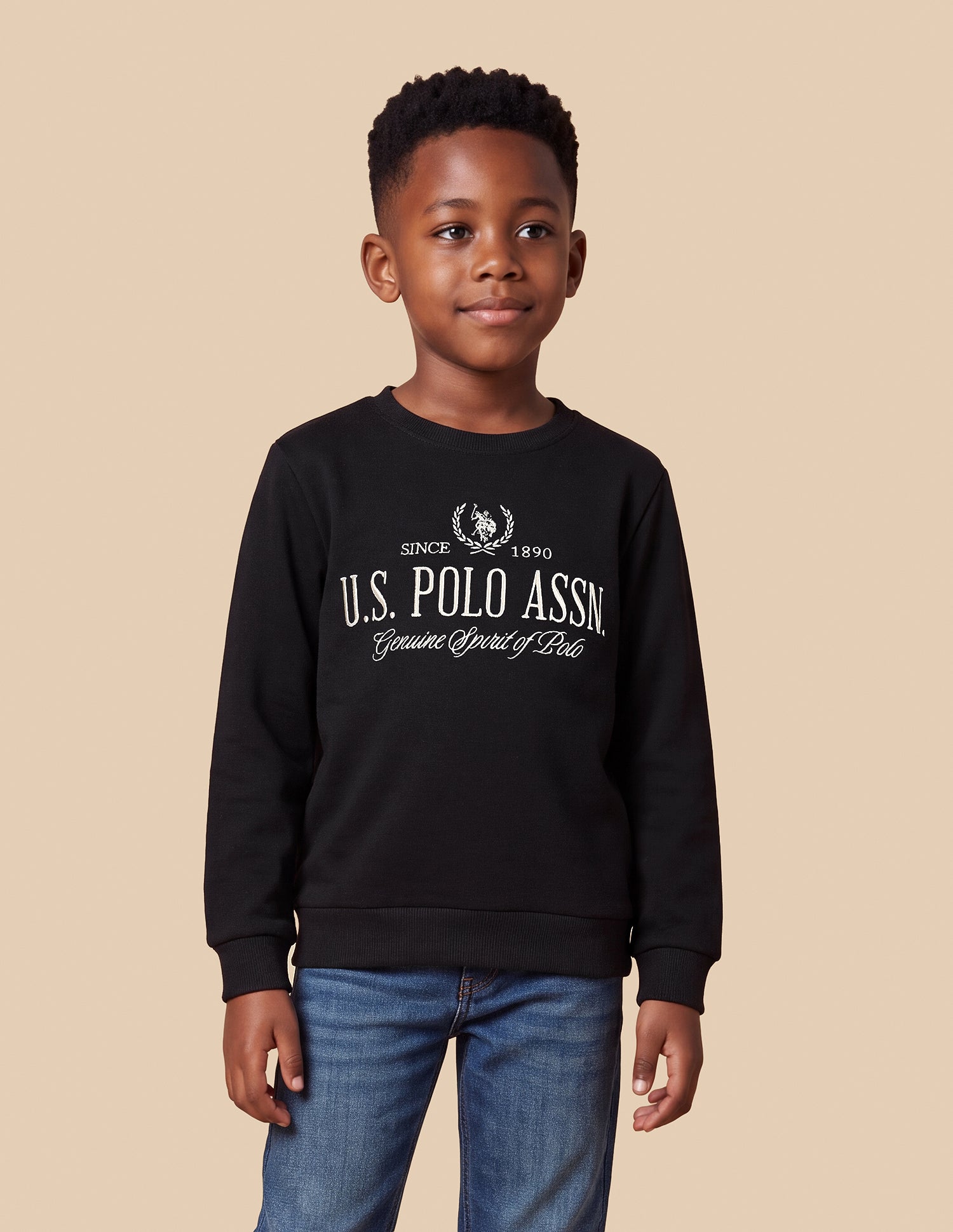 Brand Embroidered Regular Fit Sweatshirt Black - U.S. Polo Assn. India | Large