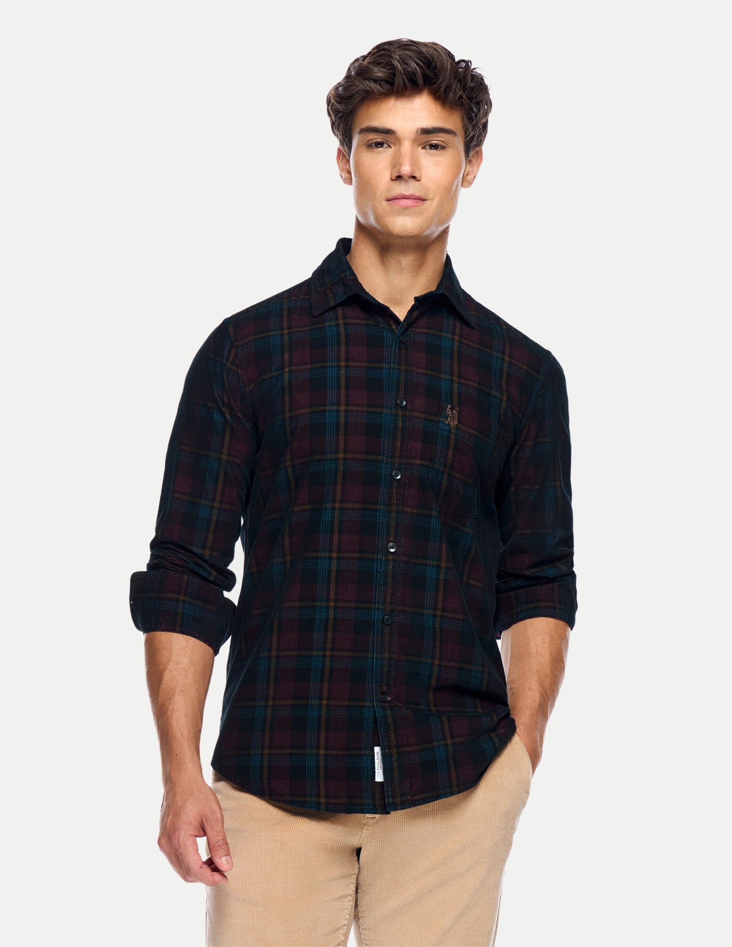 Tailored Fit Corduroy Shirt Maroon - U.S. Polo Assn. India | Large
