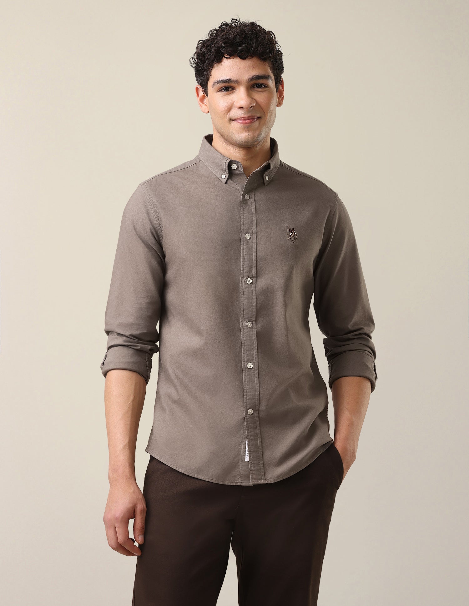 Oxford Tailored Fit Button-Down Collar Shirt Grey - U.S. Polo Assn. India | Large