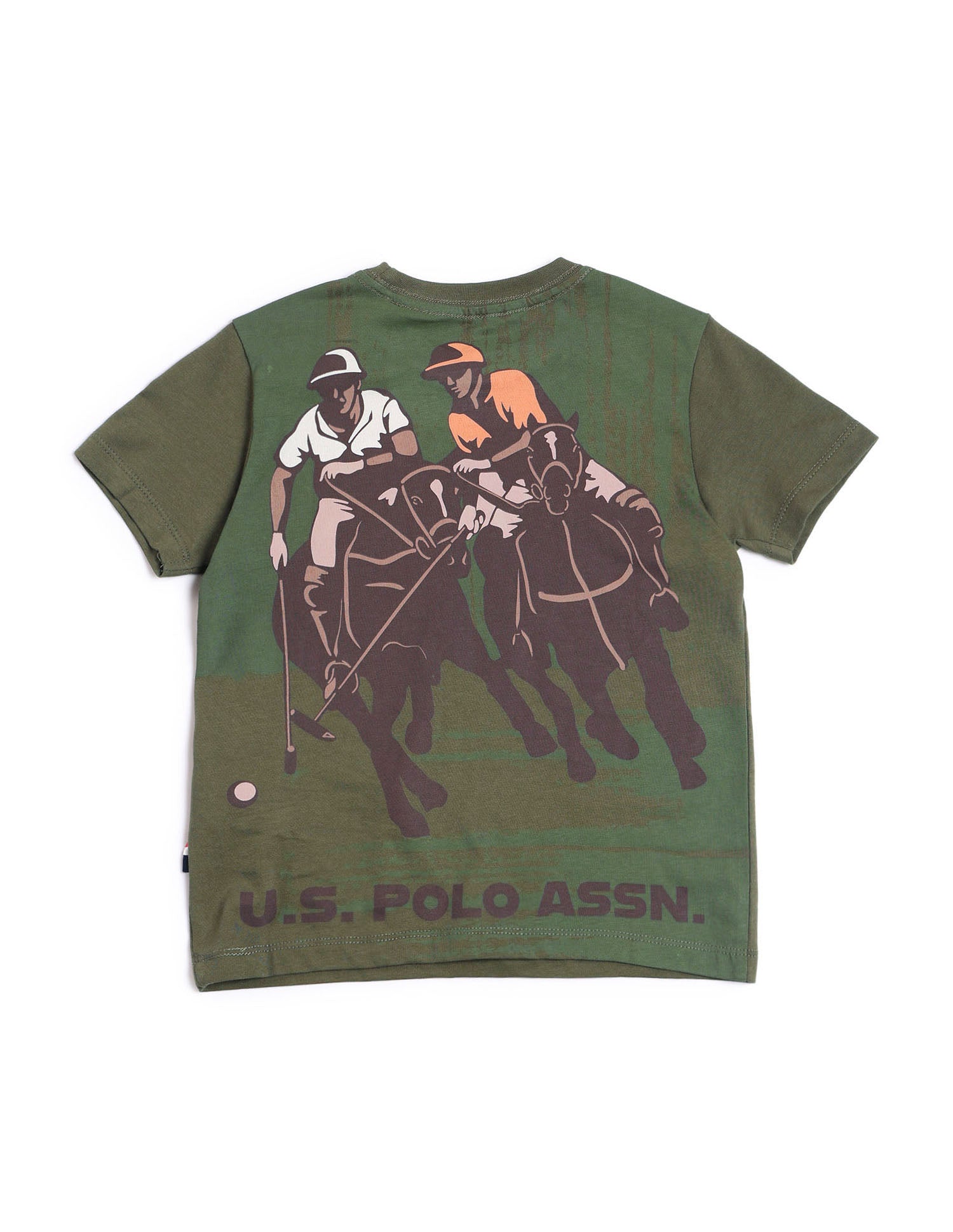 Boys Brand Printed Regular Fit T-Shirt Olive - U.S. POLO ASSN. | Large