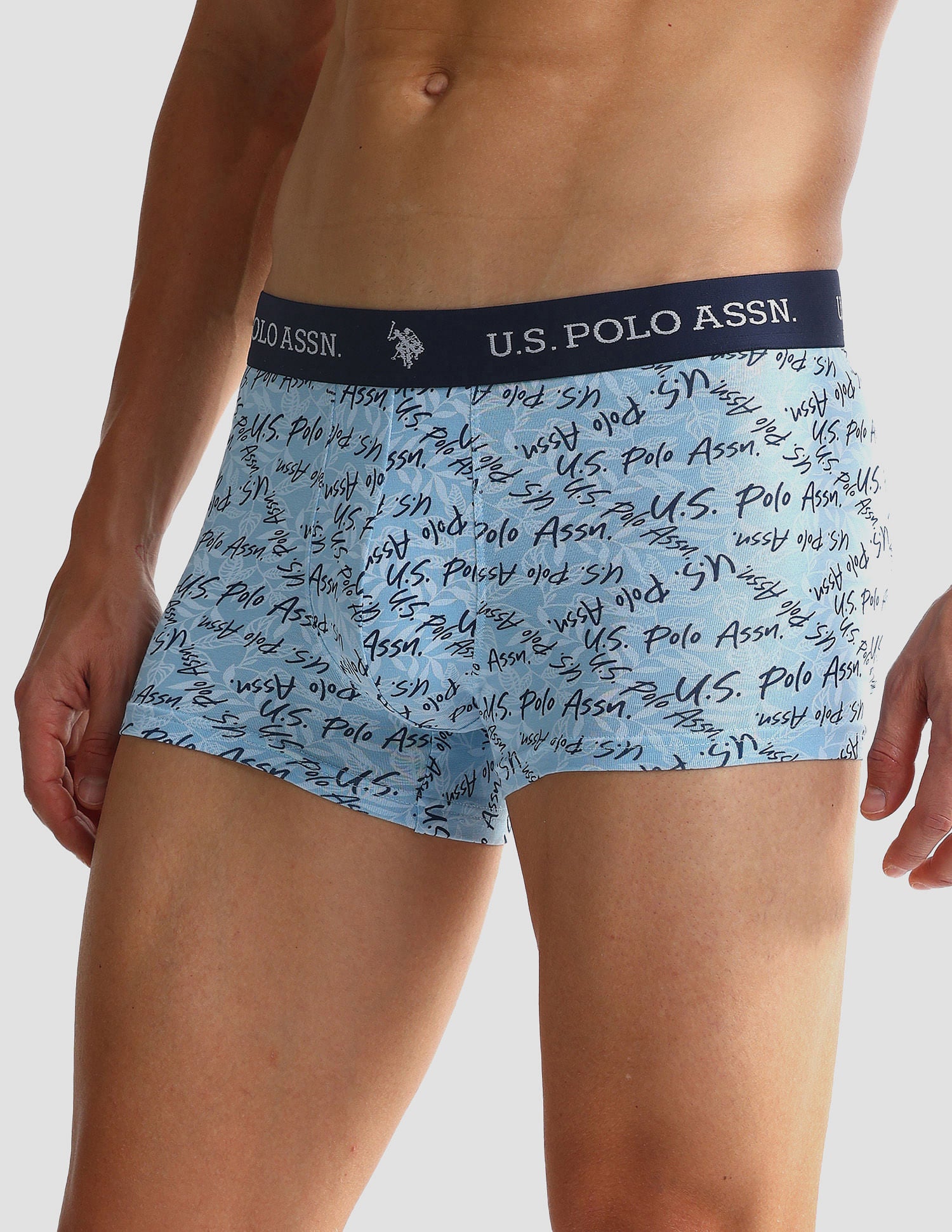 Elastic Waistband Ribbed OET08 Trunks - Pack Of 3 Blue and Navy - U.S. POLO ASSN. | Large