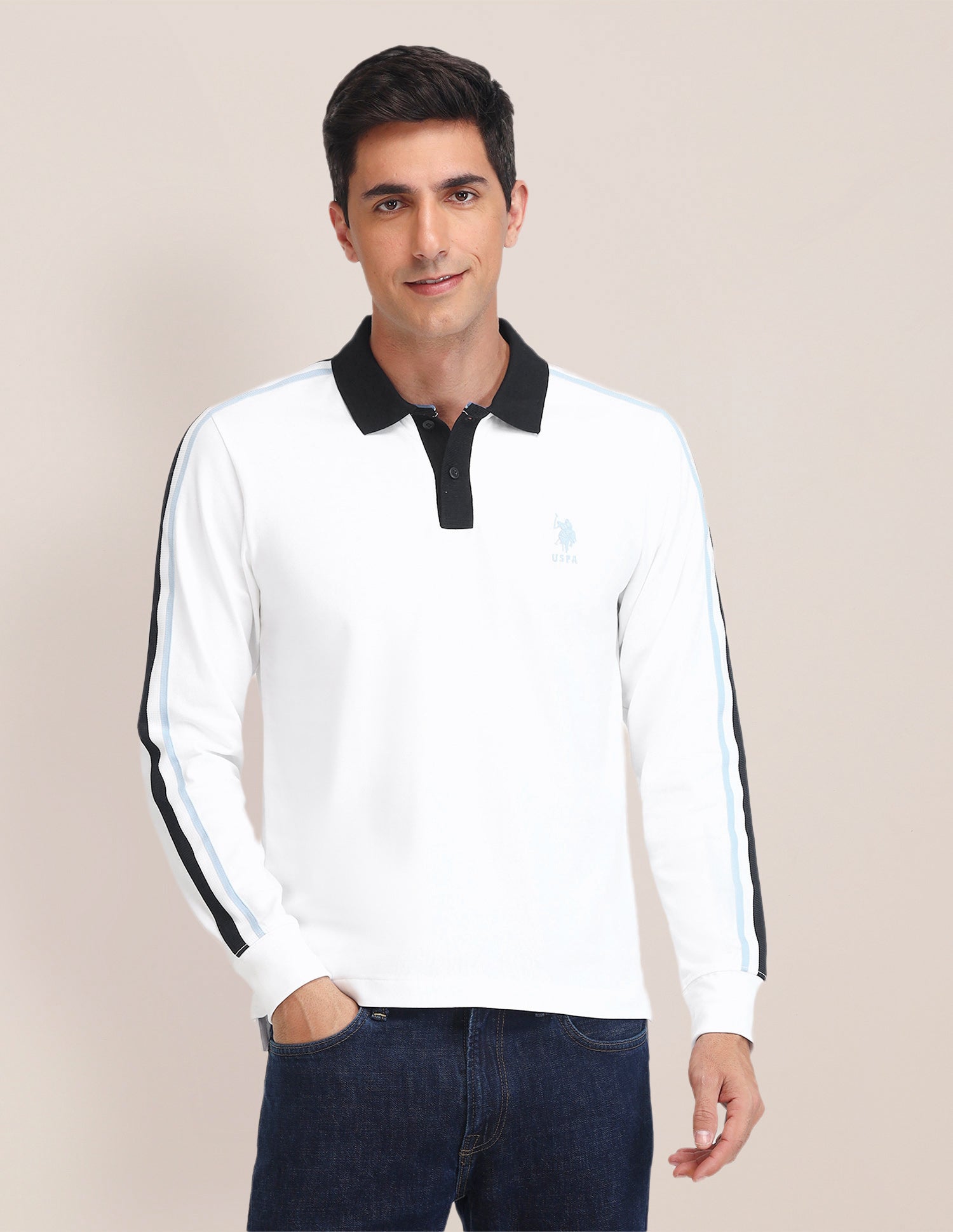 Solid Pattern Slim Fit Polo Shirt White - U.S. POLO ASSN. | Large