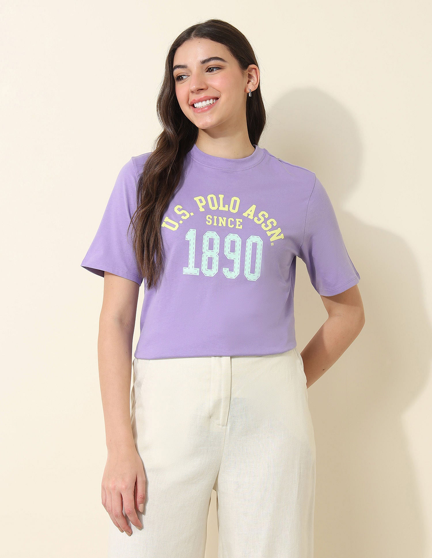 Boxy Fit Brand Printed T-Shirt Lavender - U.S. POLO ASSN. | Large