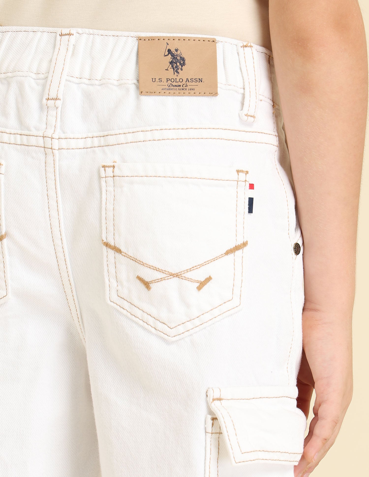 Boys Mid Rise Baggy Fit Jeans White - U.S. POLO ASSN. | Large