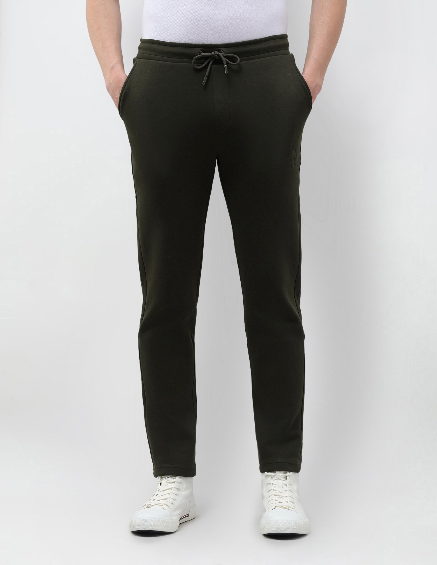 Mid Rise Solid Track Pants Dark Green - U.S. Polo Assn. India | Large