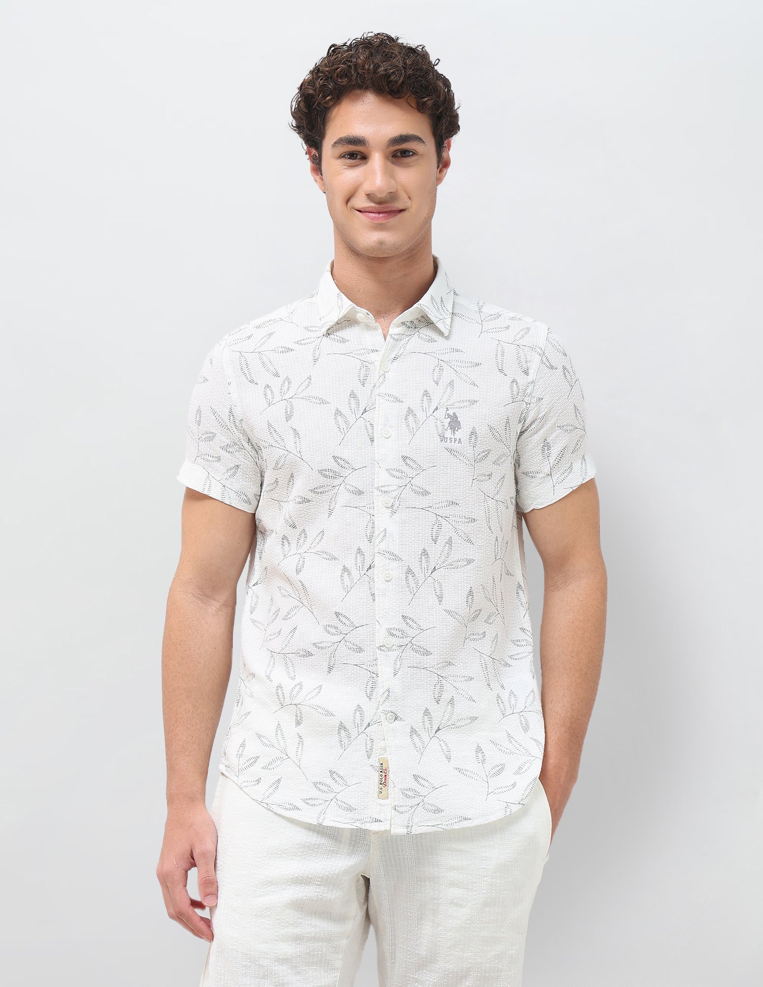 Tropical Printed Regular Fit Shirt Off White - U.S. Polo Assn. India | Large