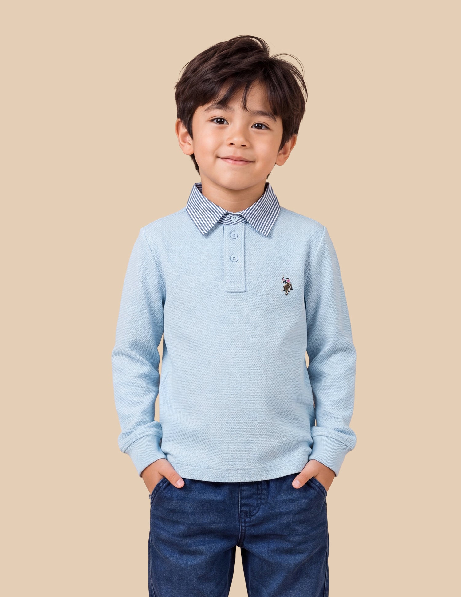 Solid Regular Fit Polo Shirt Light Blue - U.S. Polo Assn. India | Large