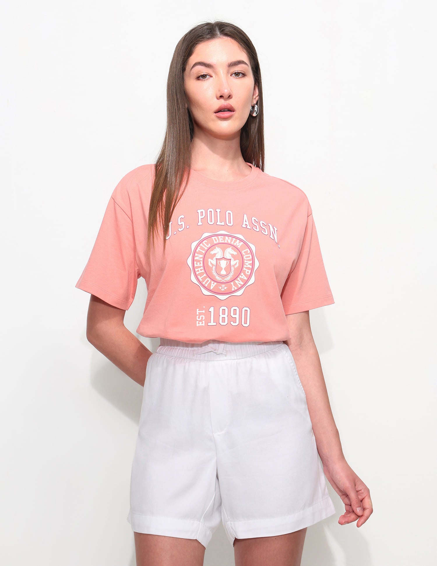 Oversized Brand Printed T-Shirt Pink - U.S. Polo Assn. India | Large