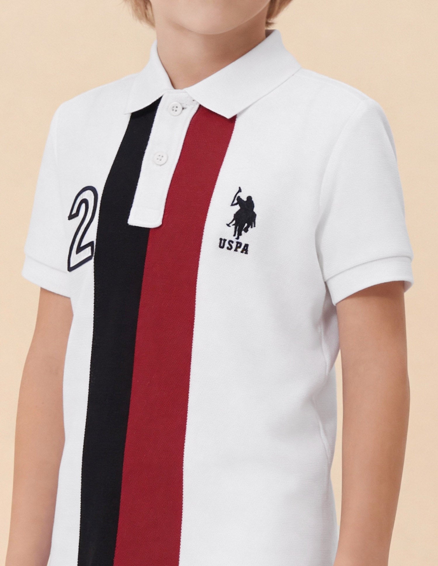Numeric Embroidered Regular Fit Polo Shirt White - U.S. Polo Assn. India | Large