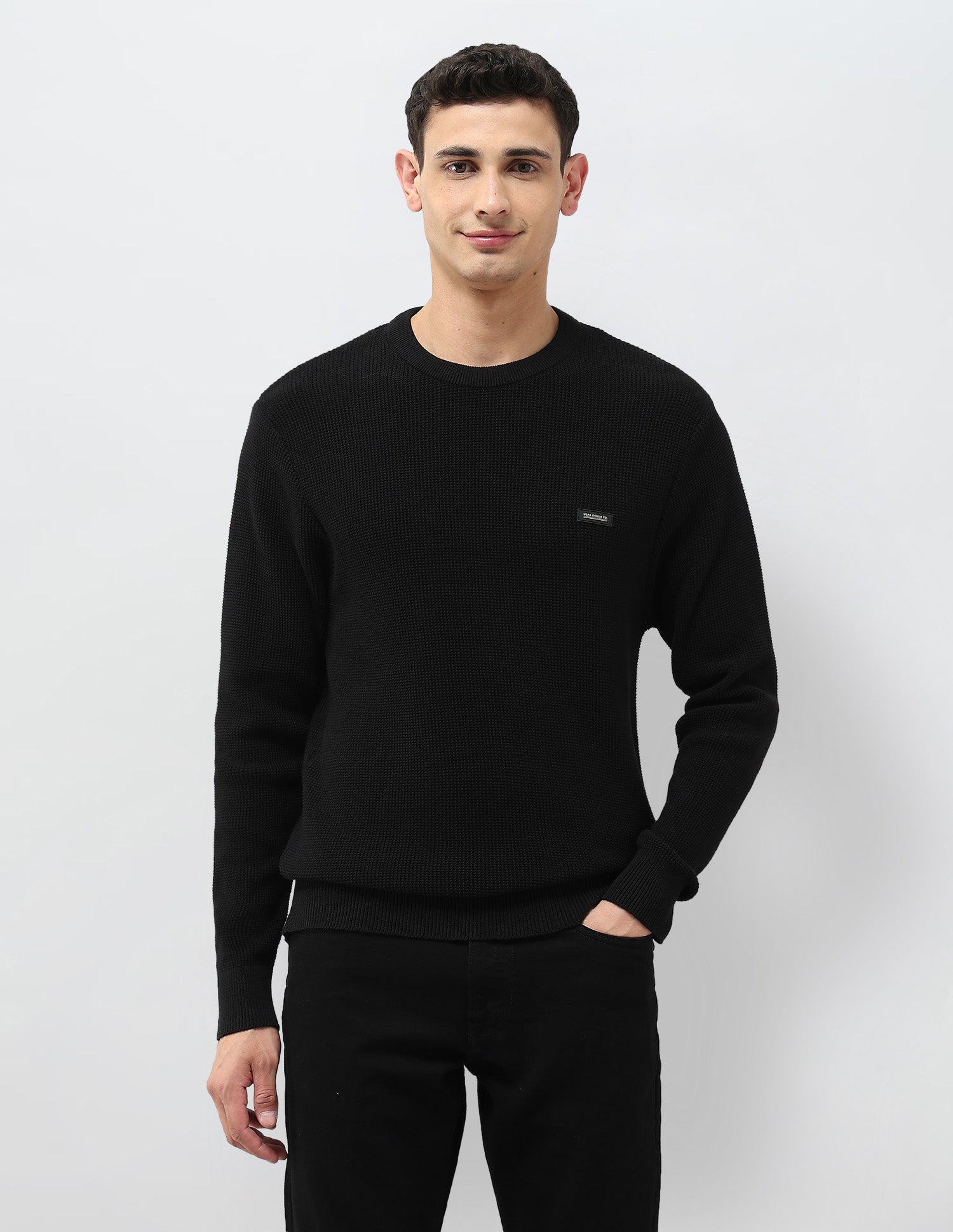 Regular Fit Patterned Knit Sweater Black - U.S. POLO ASSN. | Large