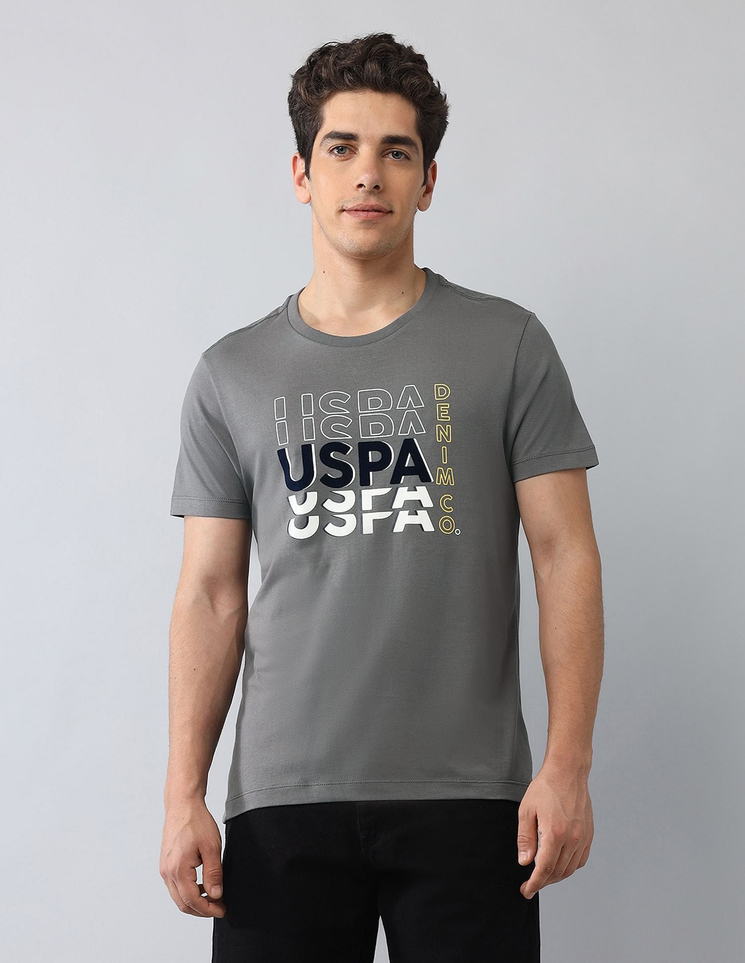 Muscle Fit Brand Printed T-Shirt Dark Grey - U.S. Polo Assn. India | Large