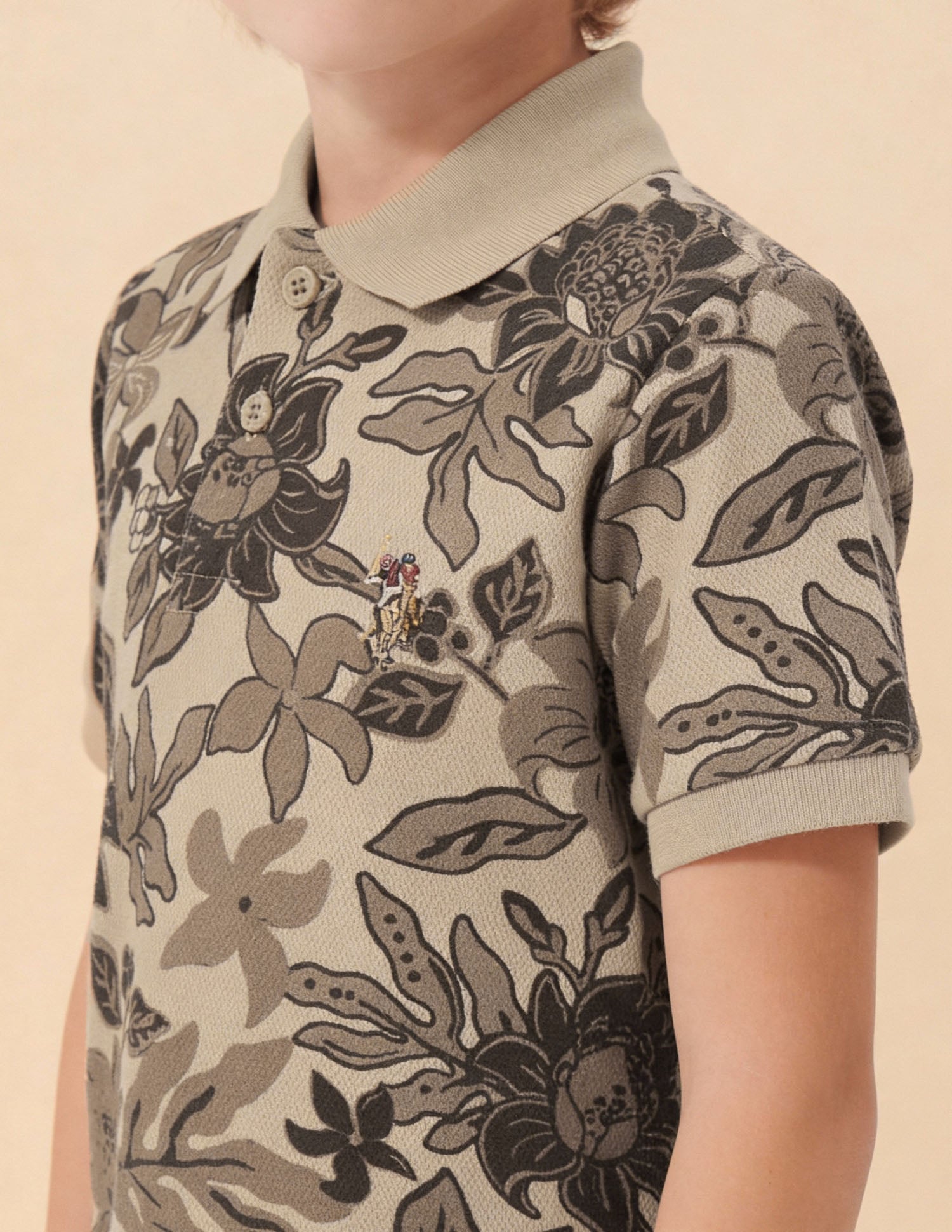 Floral Printed Regular Fit Polo Shirt Light Brown - U.S. Polo Assn. India | Large