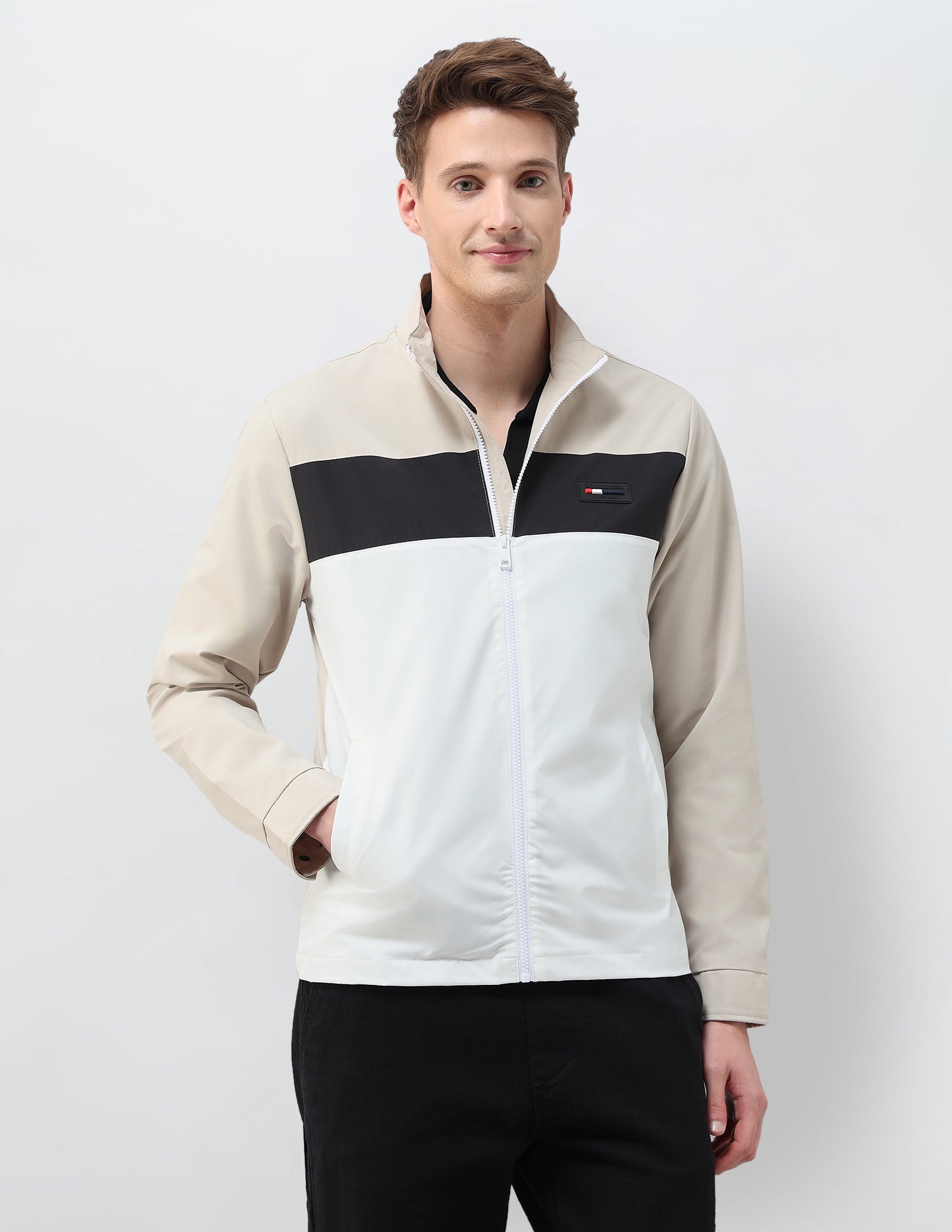 Colour Blocked Regular Fit Casual Jacket Beige - U.S. POLO ASSN. | Large
