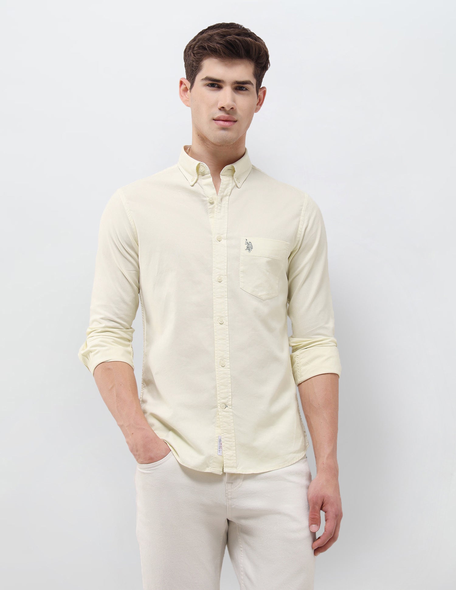 Oxford Tailored Fit Shirt Yellow - U.S. Polo Assn. India | Large