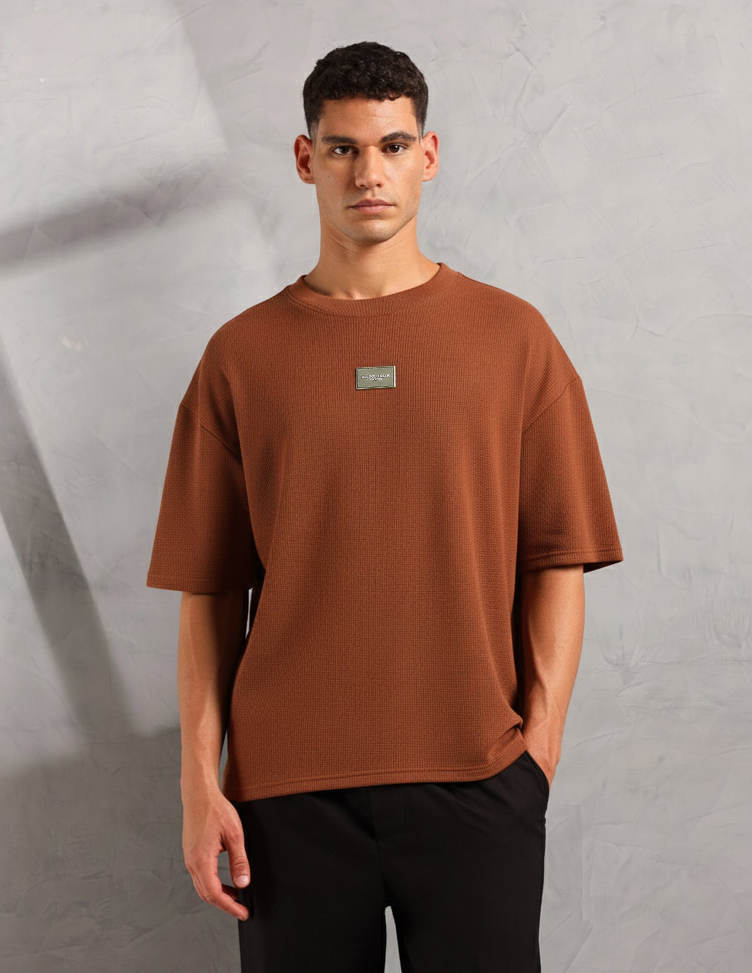 Oversized Fit Cotton PE001 Lounge T-Shirt - Pack Of 1 Rust - U.S. Polo Assn. India | Large