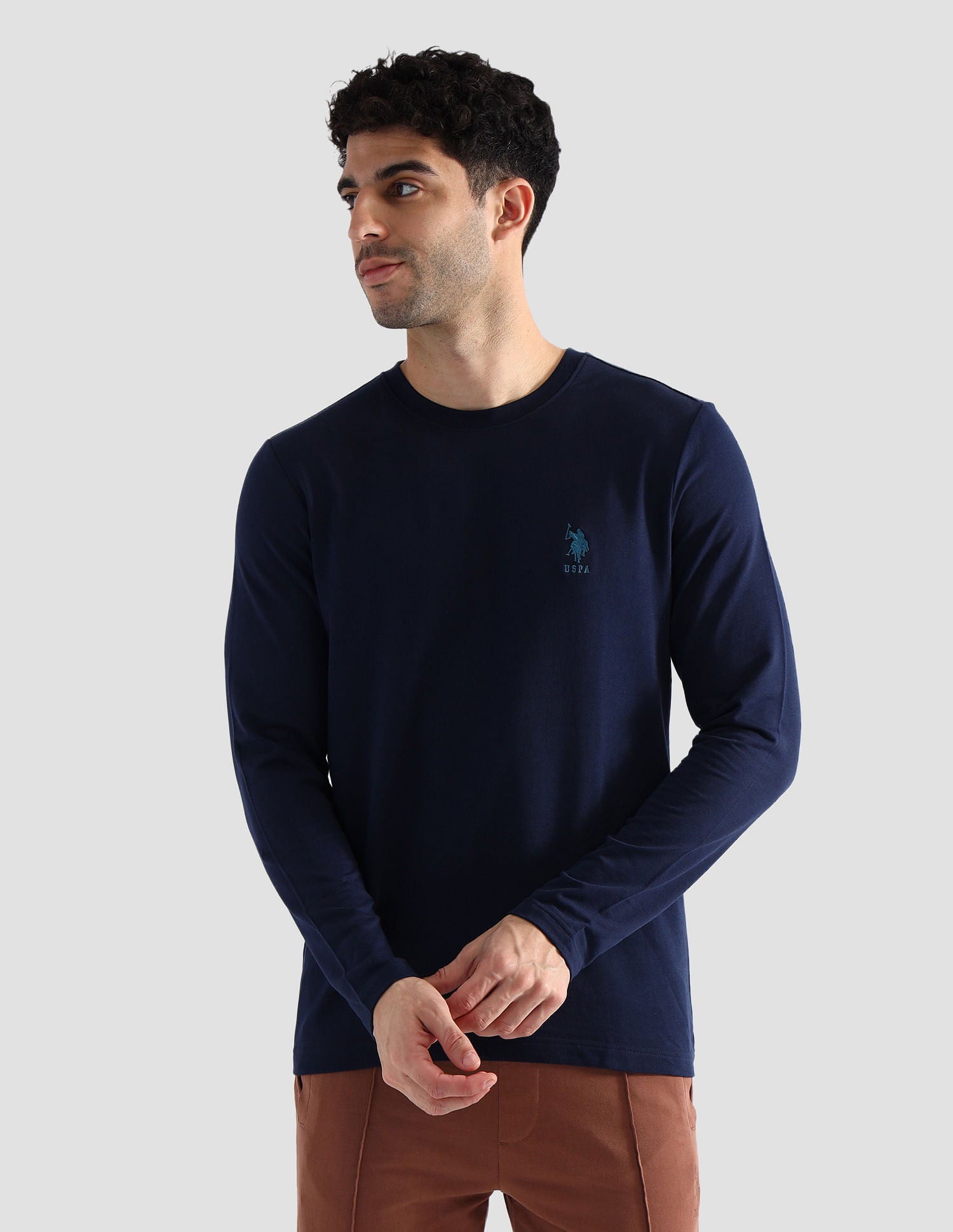 Round Neck Pure Cotton Lounge T-Shirt Navy - U.S. POLO ASSN. | Large