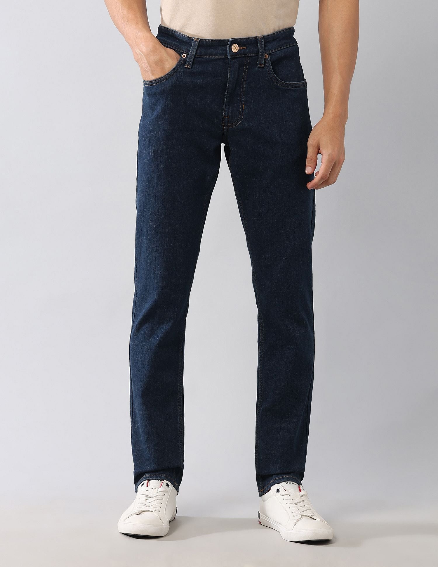 Brandon Slim Tapered Fit Blue Jeans Blue - U.S. POLO ASSN. | Large