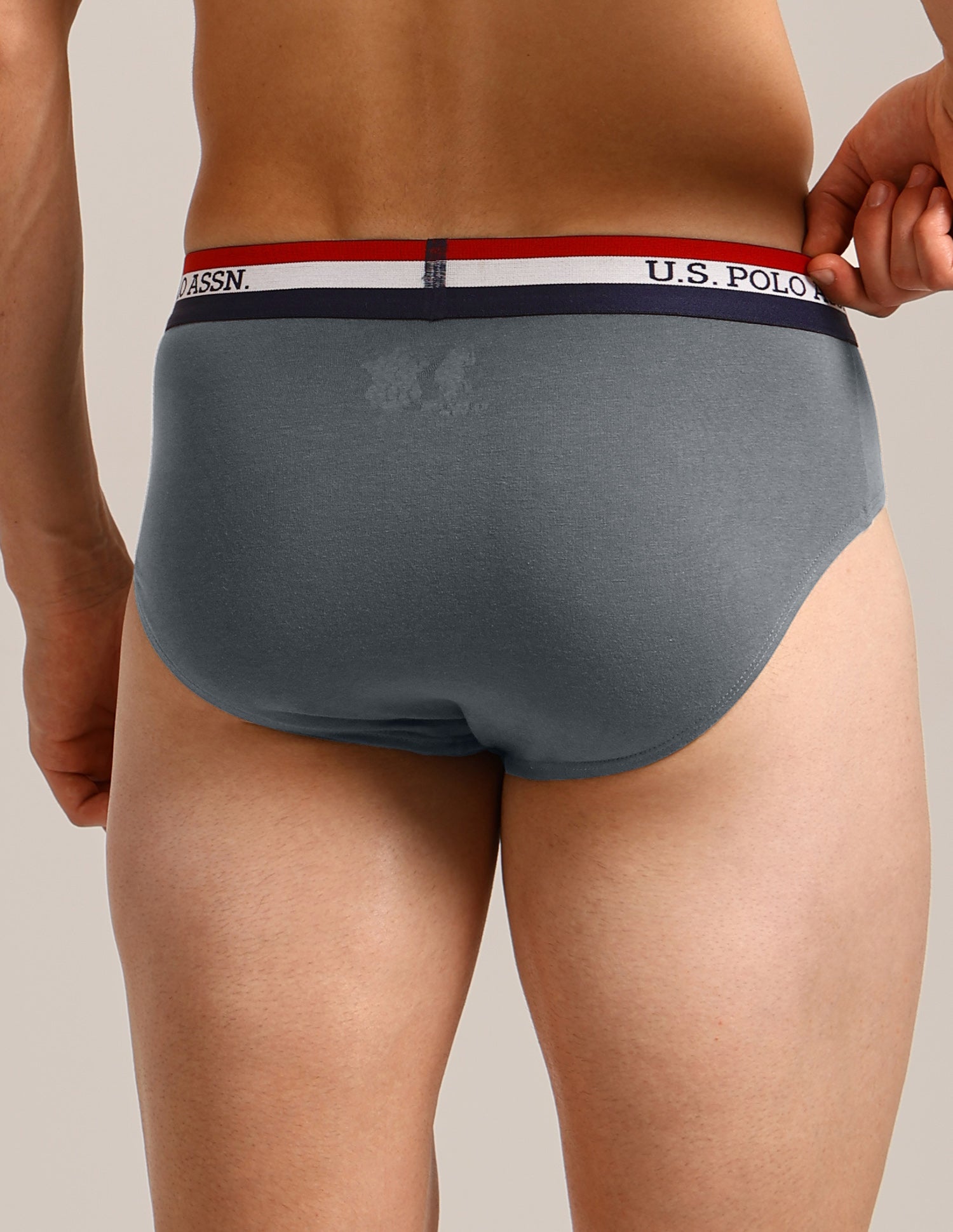 Striped Waistband EB002 Briefs - Pack Of 2 Iron Gate and Black - U.S. Polo Assn. India | Large