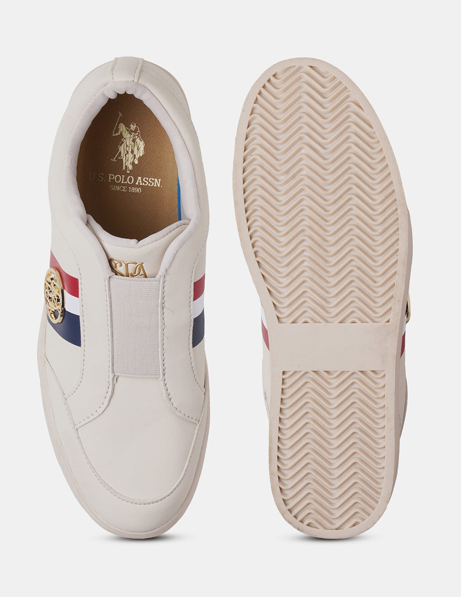 Women Tiziana Striped Sneakers Beige - U.S. Polo Assn. India | Large