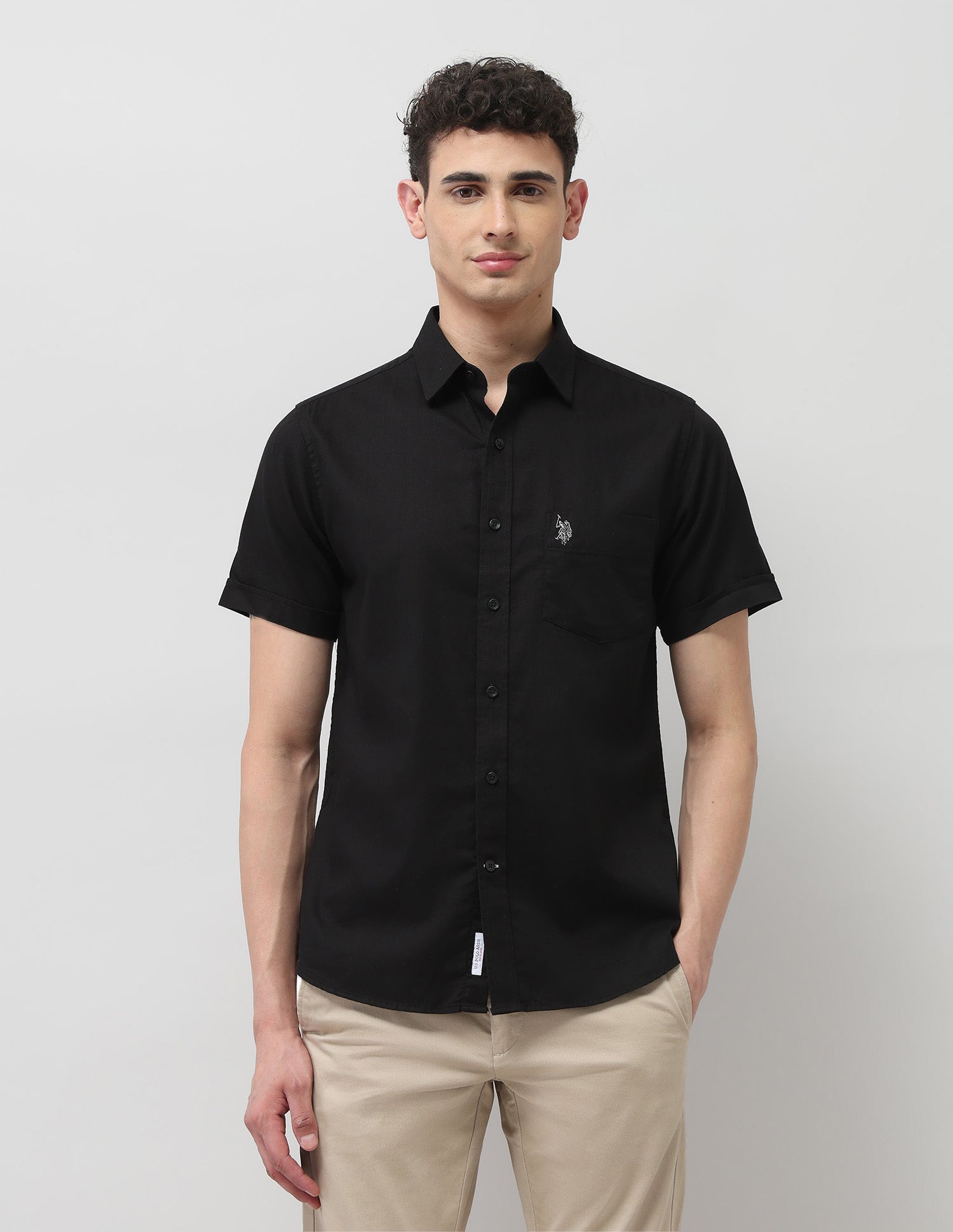 Pure Cotton Tailored Fit Shirt Black - U.S. POLO ASSN. | Large