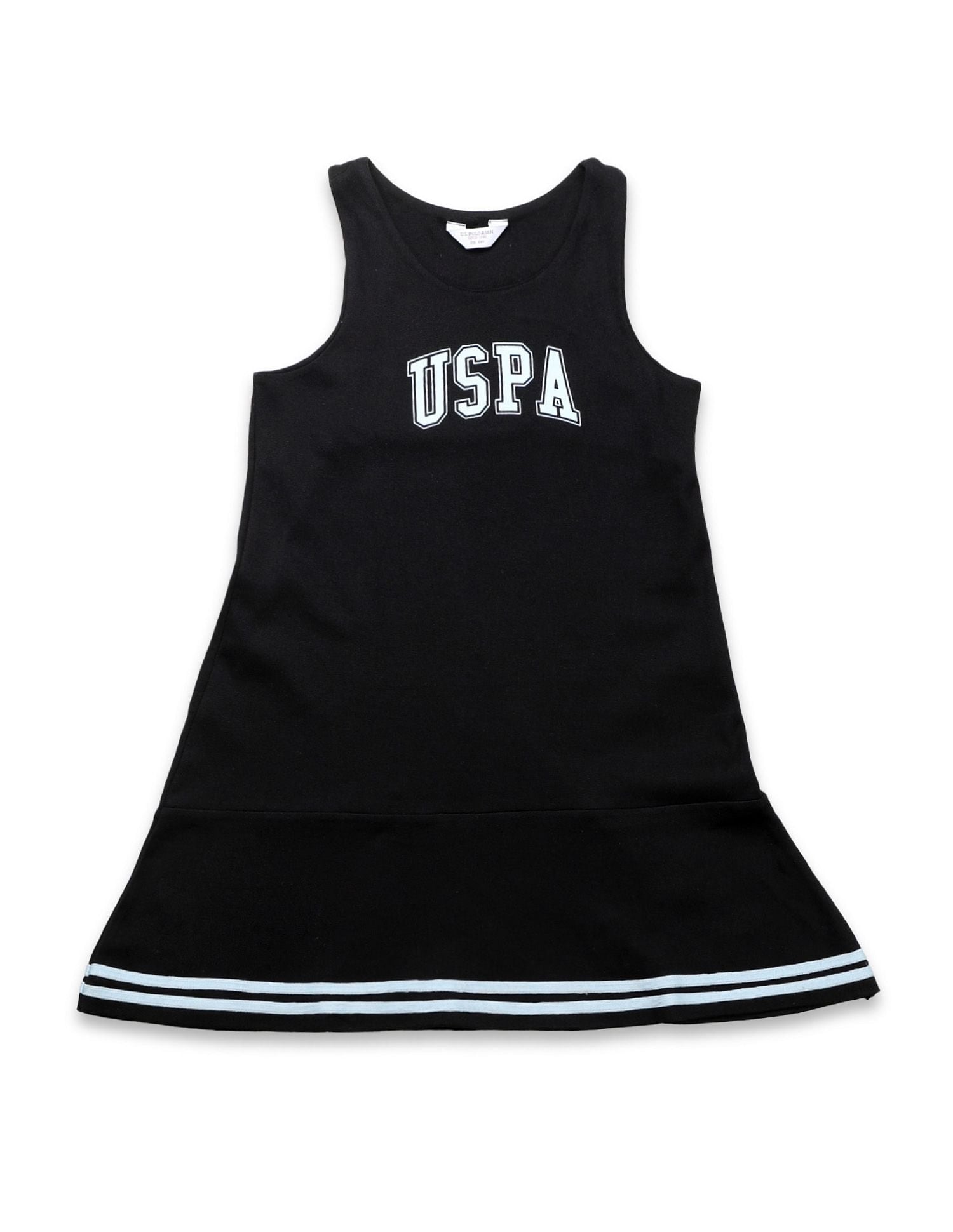 Girls Brand Printed A Line Dress Black - U.S. POLO ASSN. | Large