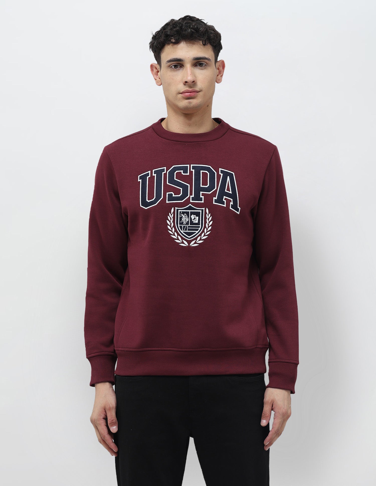 Brand Embroidered Regular Fit Sweatshirt Maroon - U.S. POLO ASSN. | Large