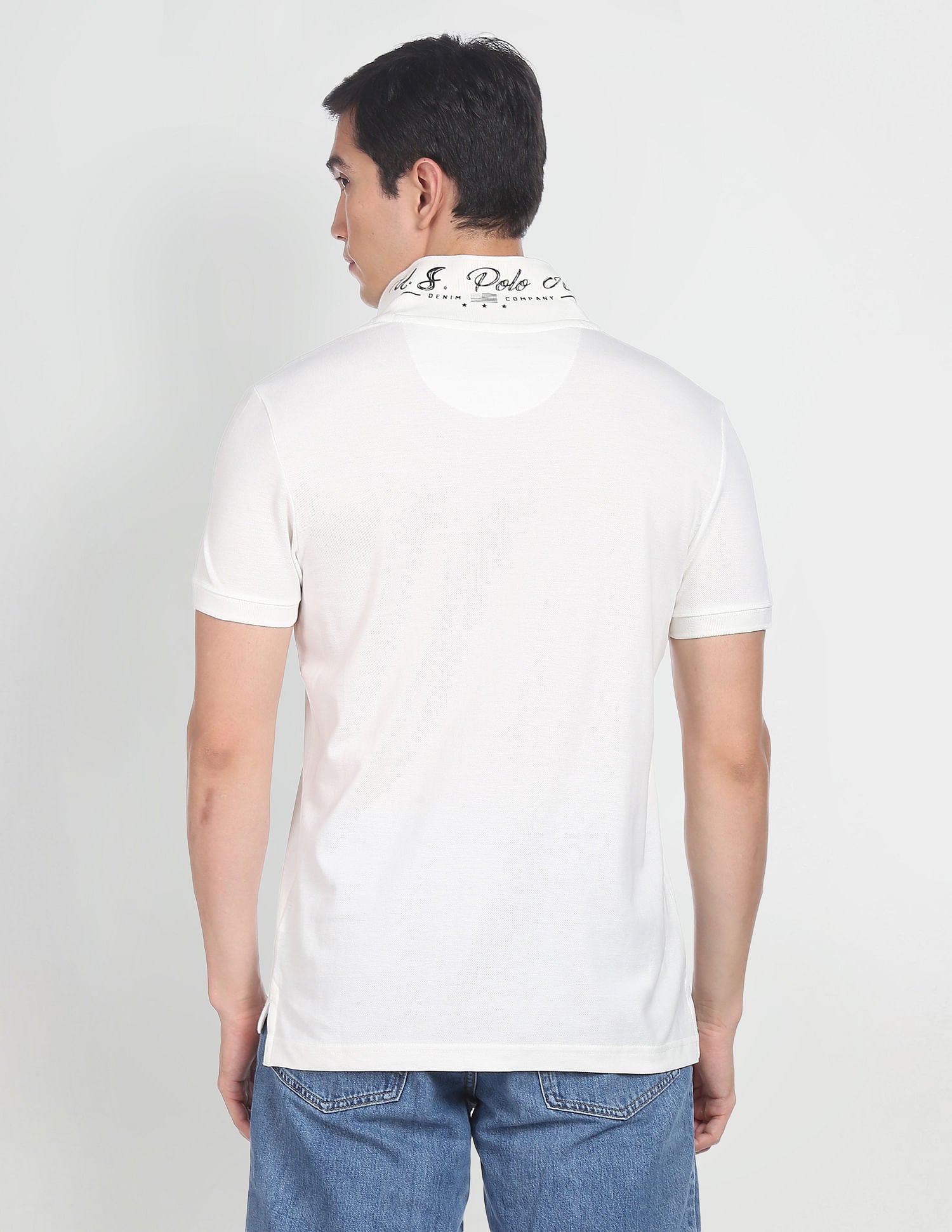 Metallic Logo Polo Shirt White - U.S. Polo Assn. India | Large