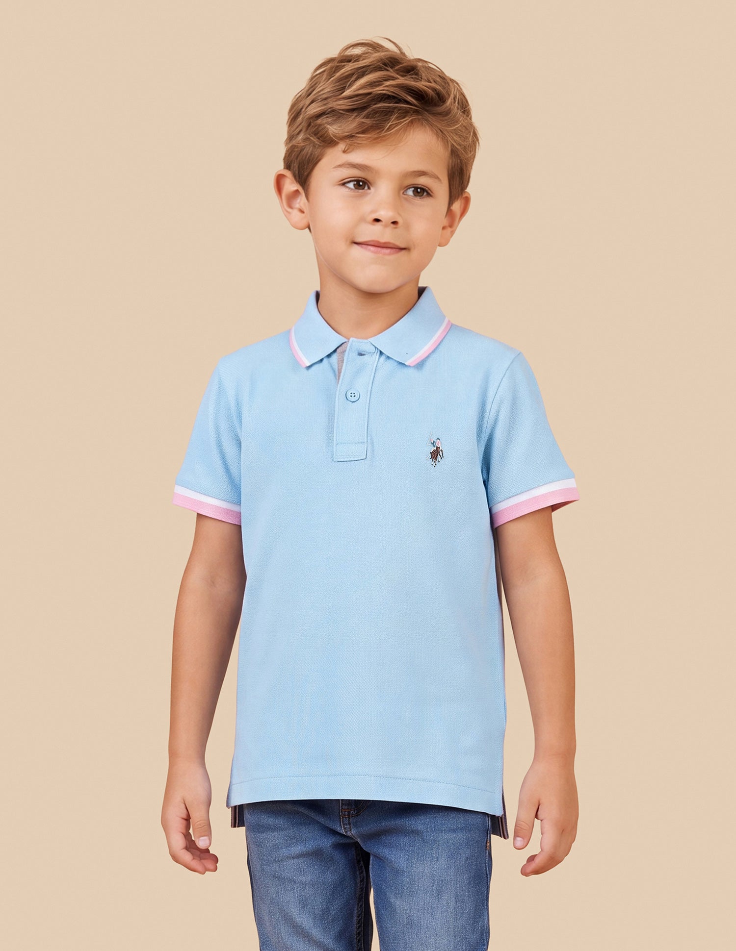 Solid Regular Fit Polo Shirt Light Blue - U.S. Polo Assn. India | Large