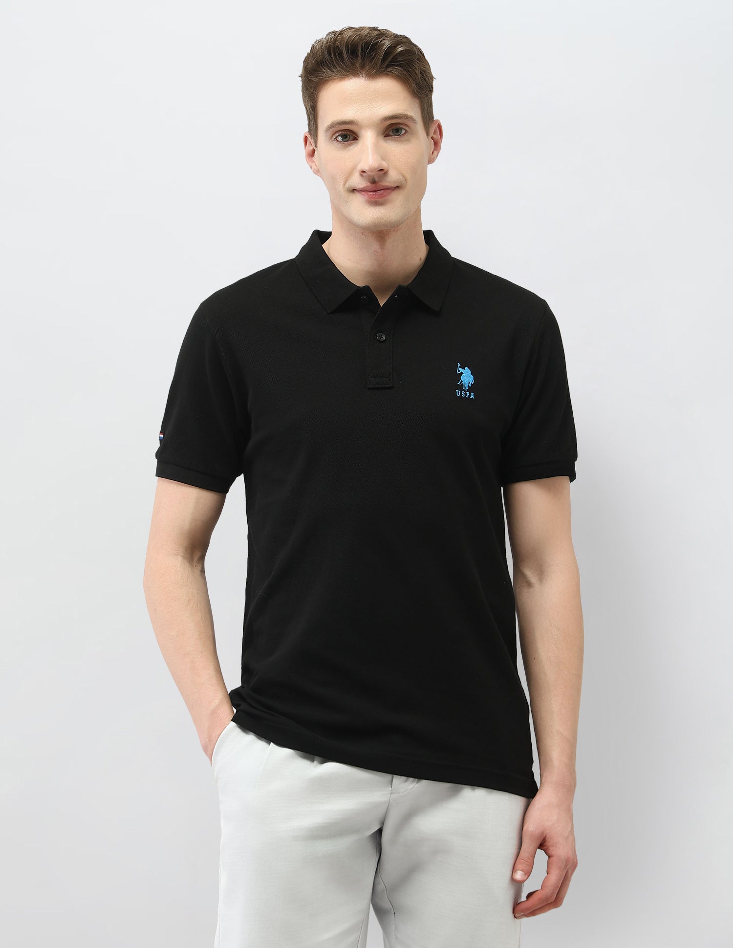 Solid Slim Fit Polo Shirt Black - U.S. Polo Assn. India | Large
