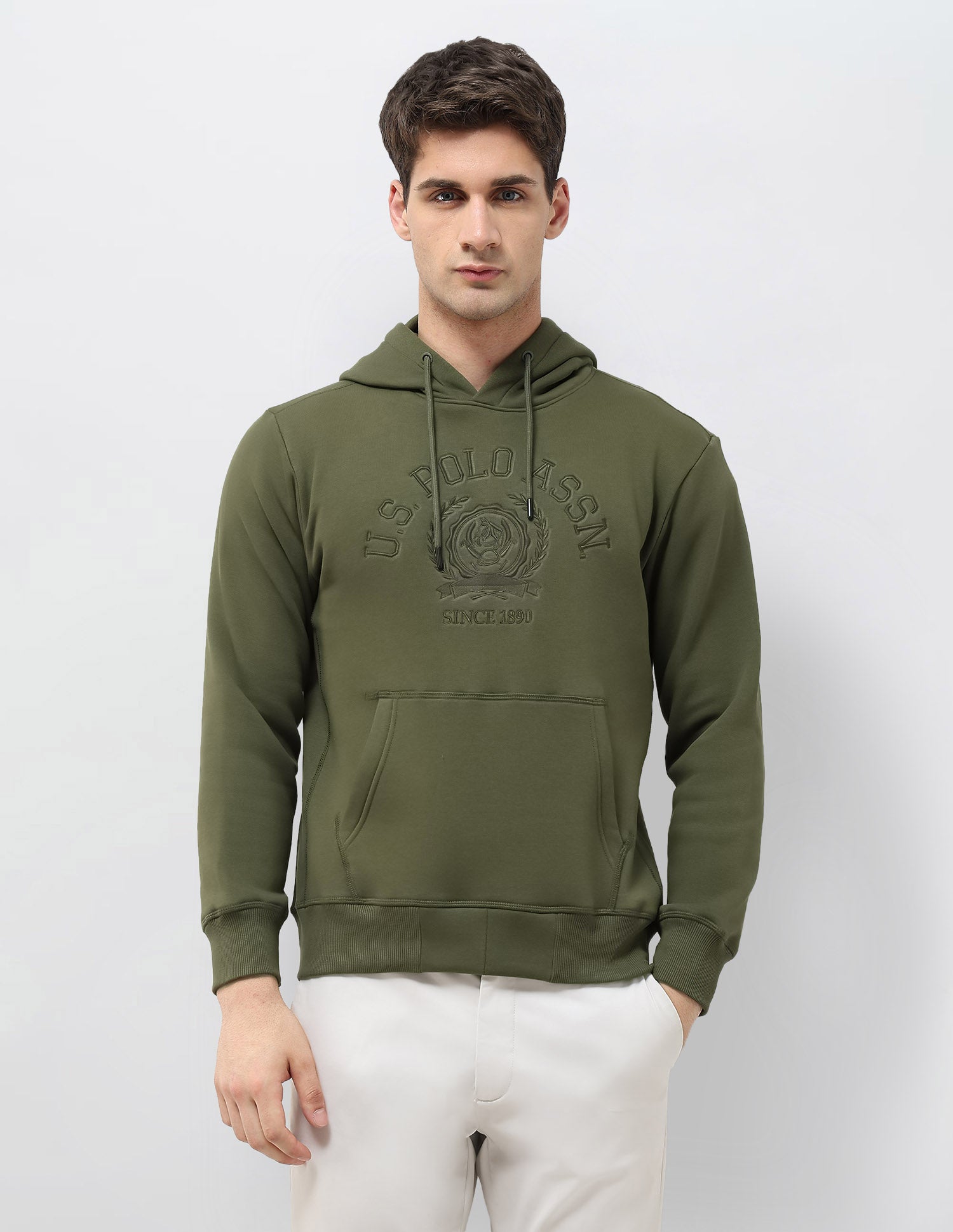 Brand Embroidered Hooded Sweatshirt Olive - U.S. POLO ASSN. | Large