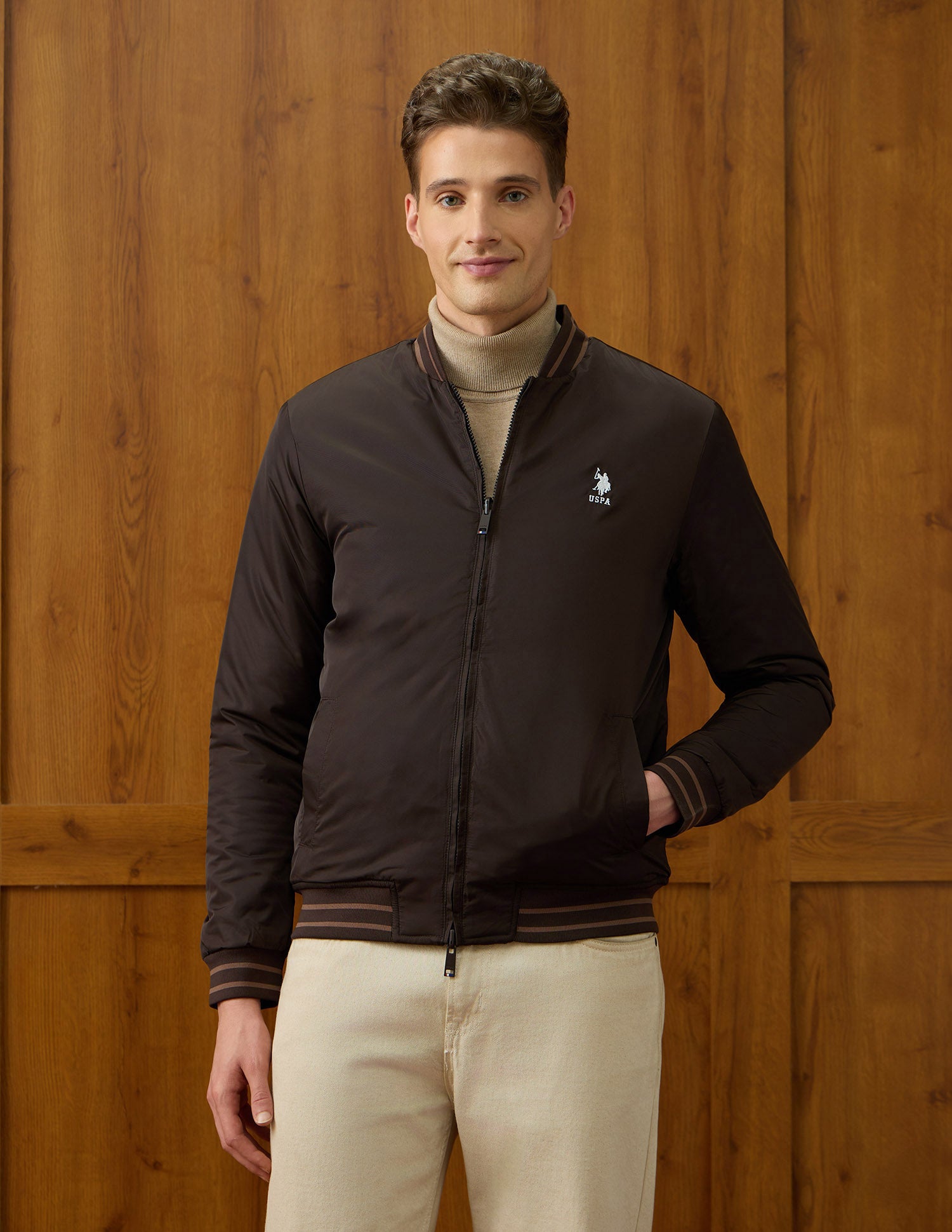 Reversible Equestrian Aisle Theater Jacket Choco - U.S. Polo Assn. India | Large