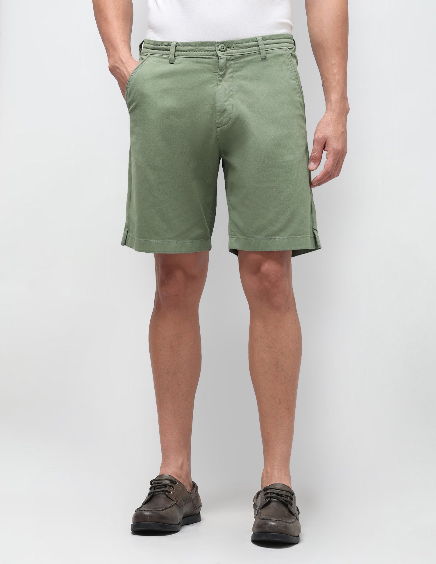 Slim Fit Solid Shorts Dark Olive - U.S. Polo Assn. India | Large