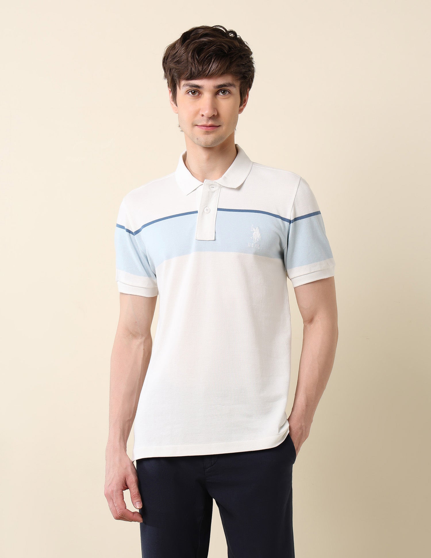 Colourblocked Classic Polo Shirt Off White - U.S. POLO ASSN. | Large