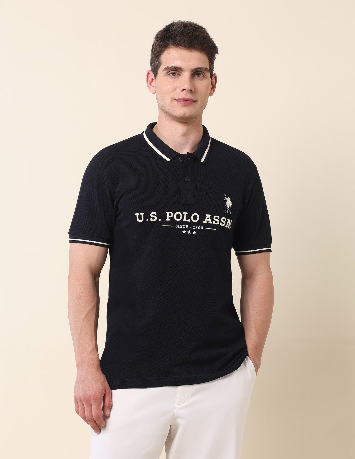 Brand Embroidered Gold Cup Polo Shirt Navy - U.S. POLO ASSN. | Large