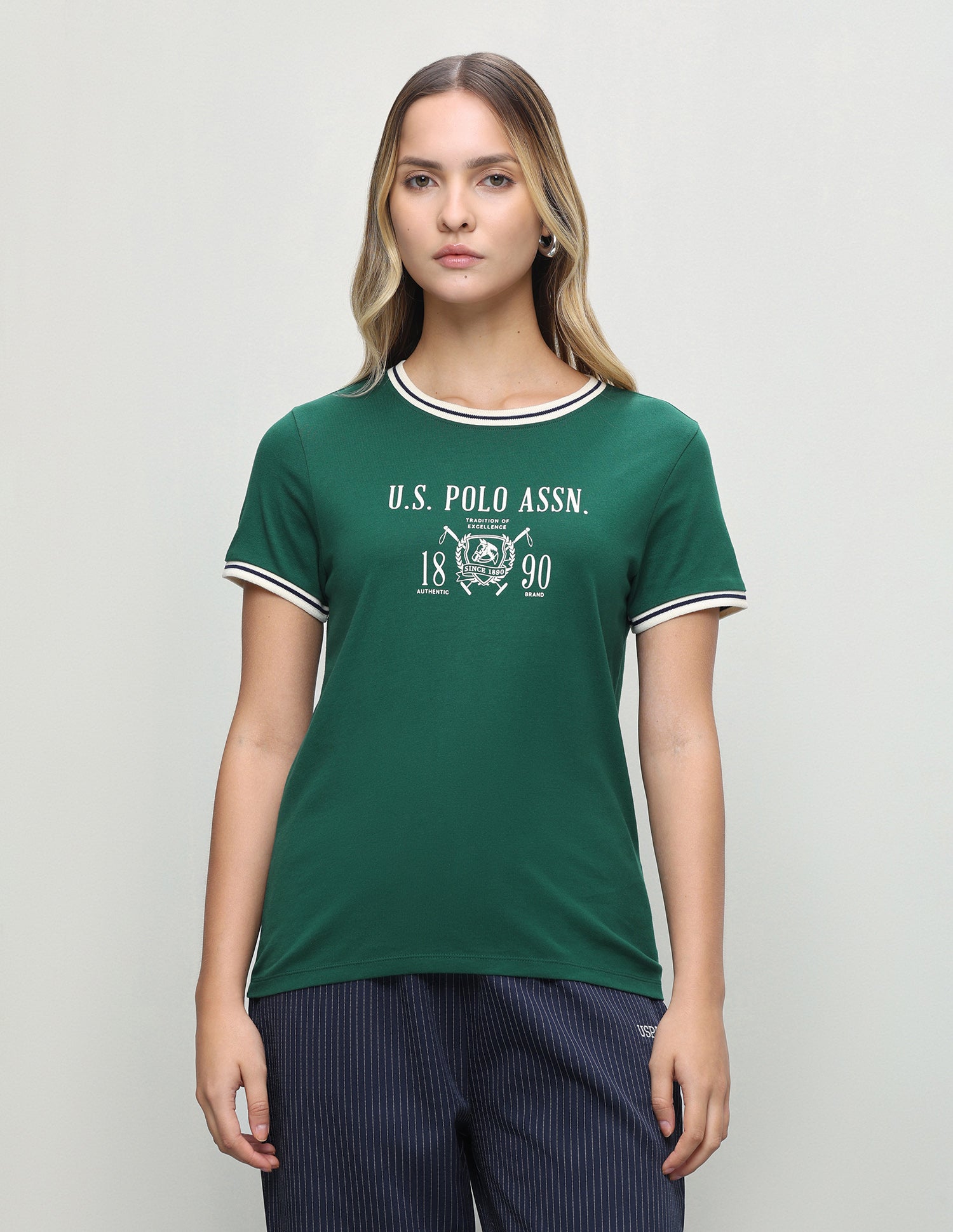 Graphic Brand Printed Regular Fit T-Shirt Dark Green - U.S. Polo Assn. India | Large